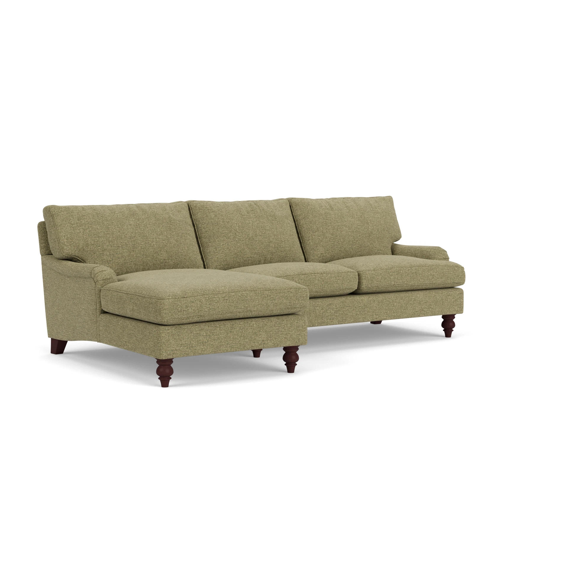 Morris Chaise Large Left Hand in Aquaclean Oxford - Sage with Light legs