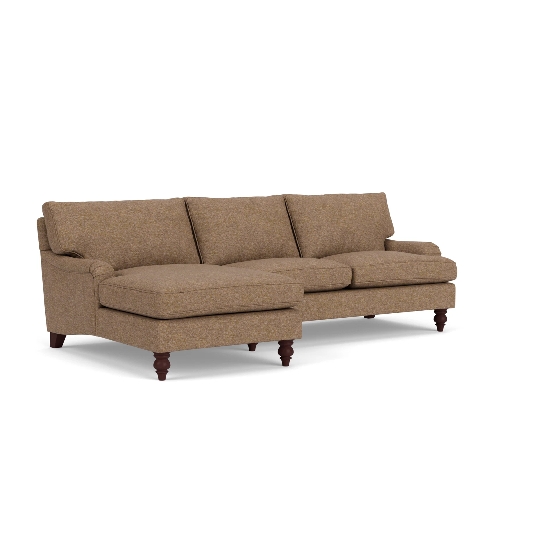 Morris Chaise Large Left Hand in Aquaclean Oxford - Spice with Light legs