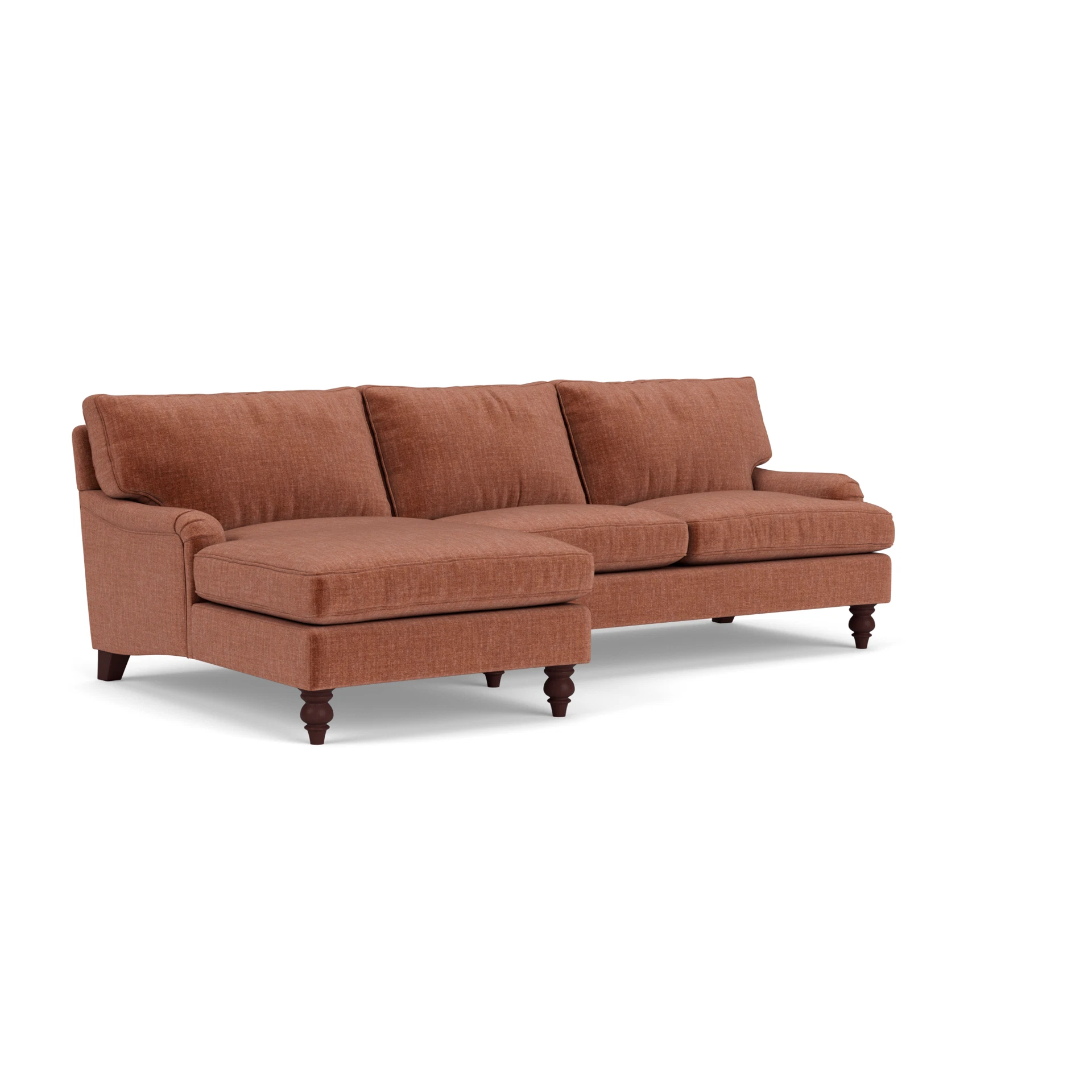 Morris Chaise Large Left Hand in Eco Chenille - Cinnamon with Light legs