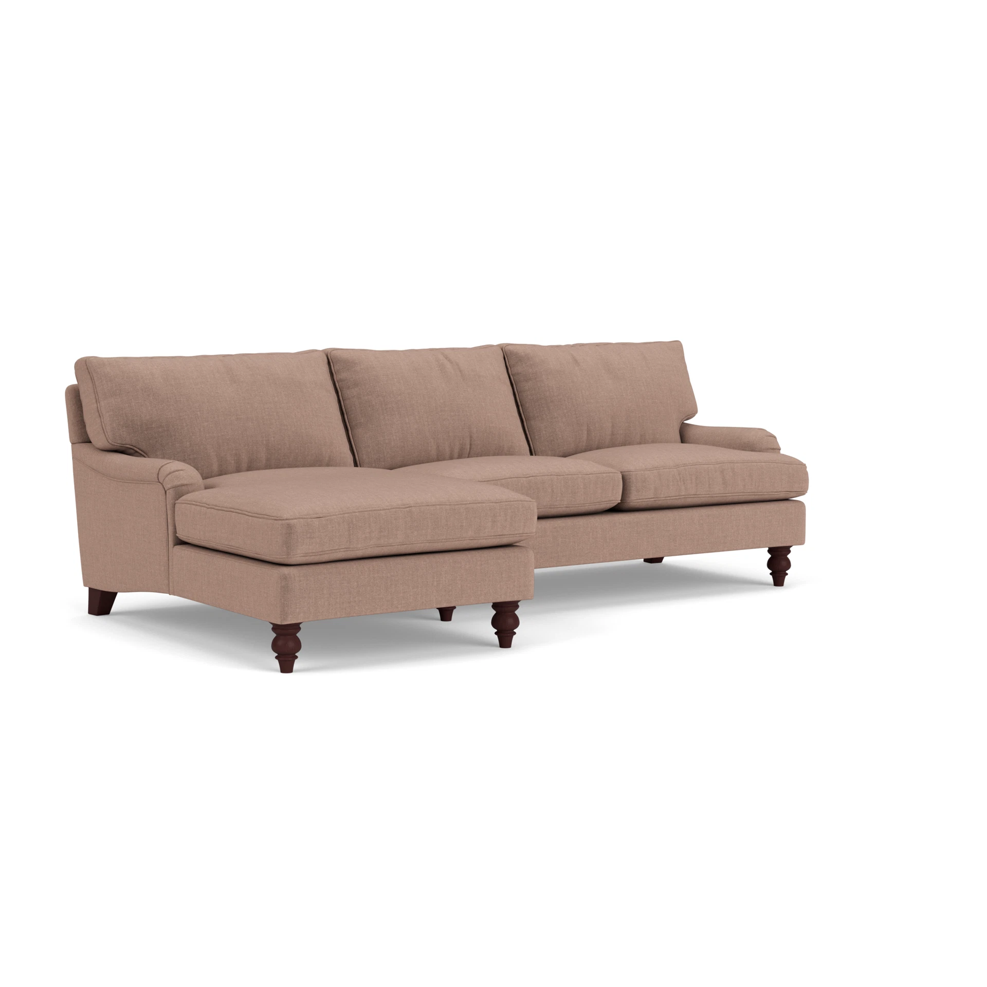 Morris Chaise Large Left Hand in Eco Chenille - Dusky Rose with Light legs