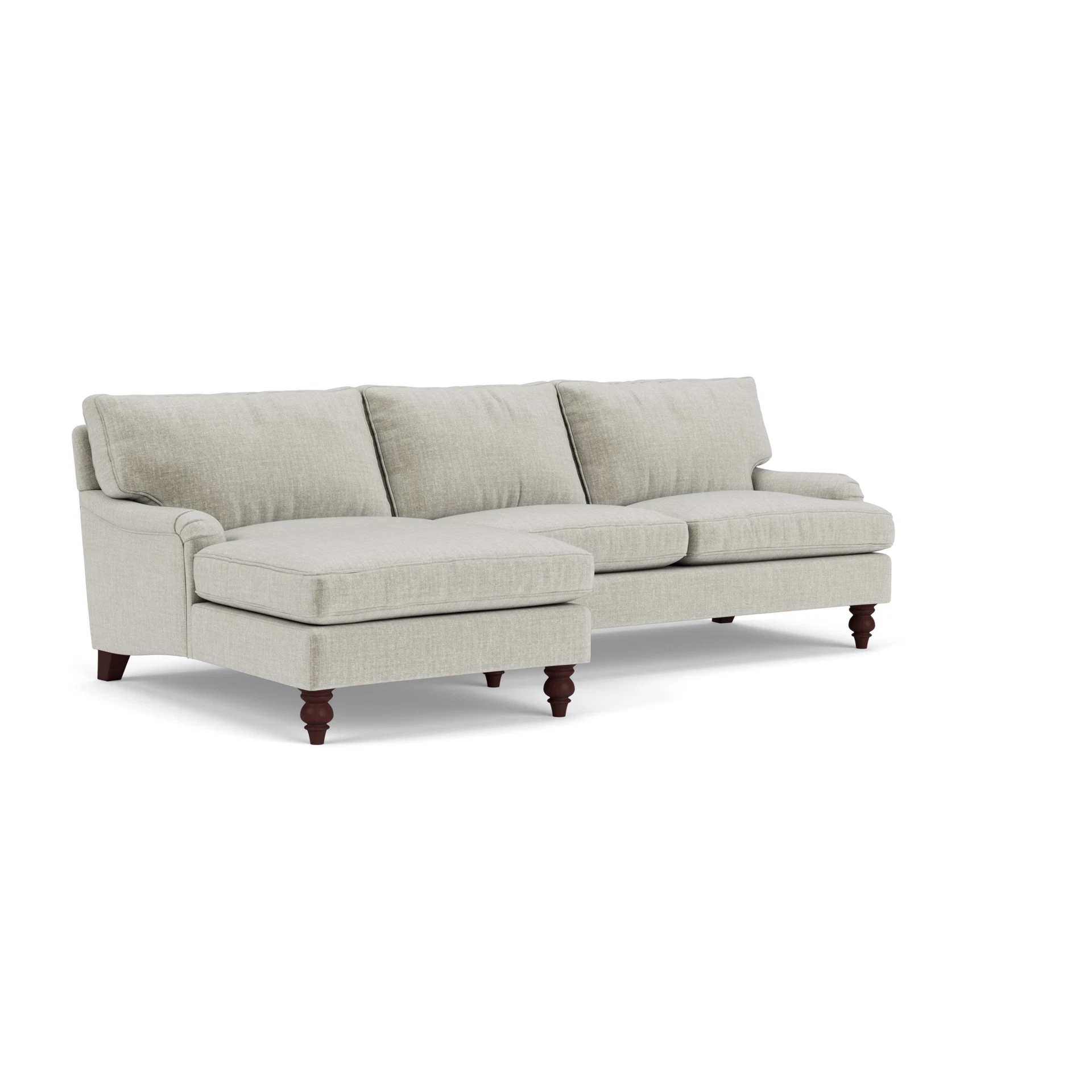 Morris Chaise Large Left Hand in Eco Chenille - Grey Mist with Light legs
