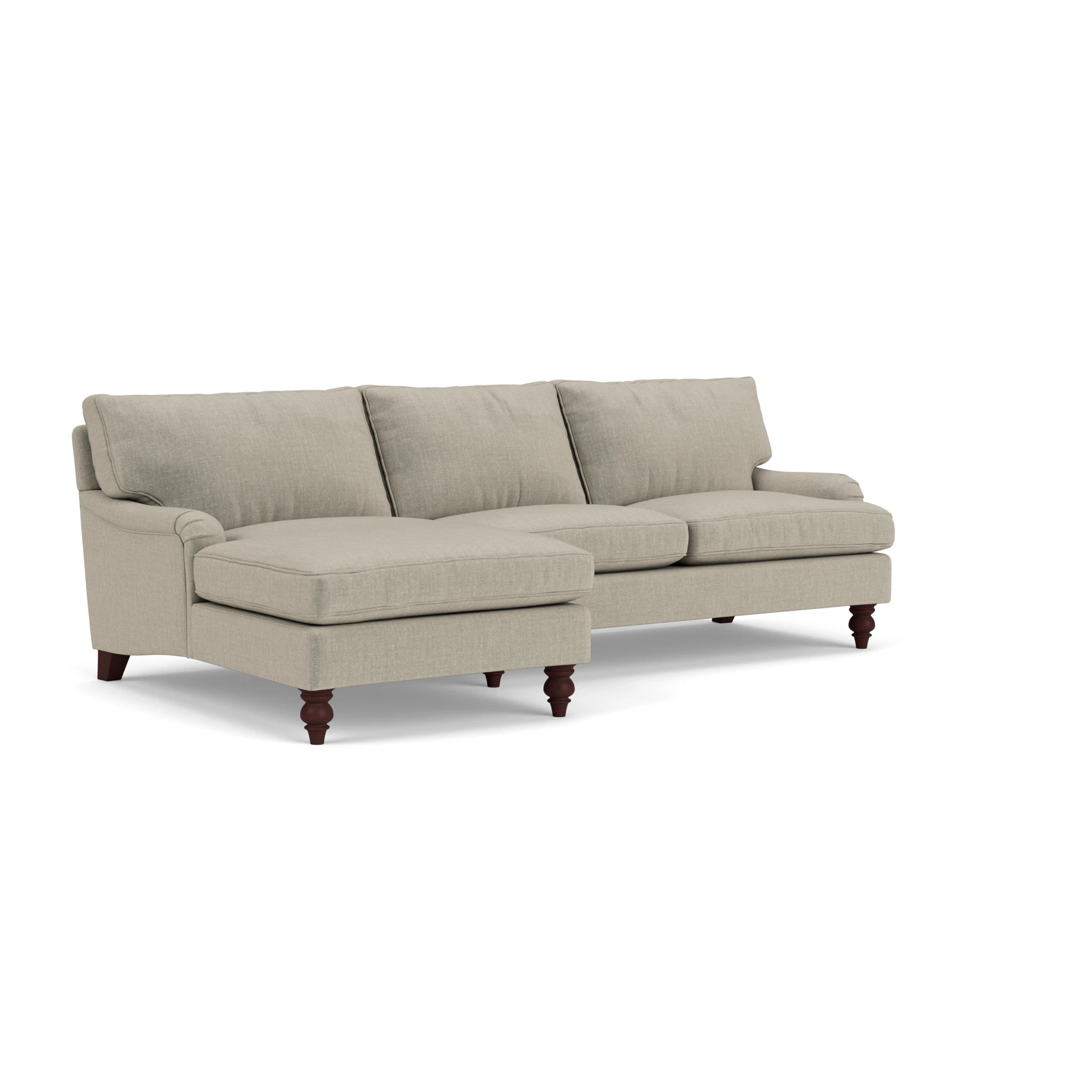 Morris Chaise Large Left Hand in Eco Chenille - Natural with Light legs