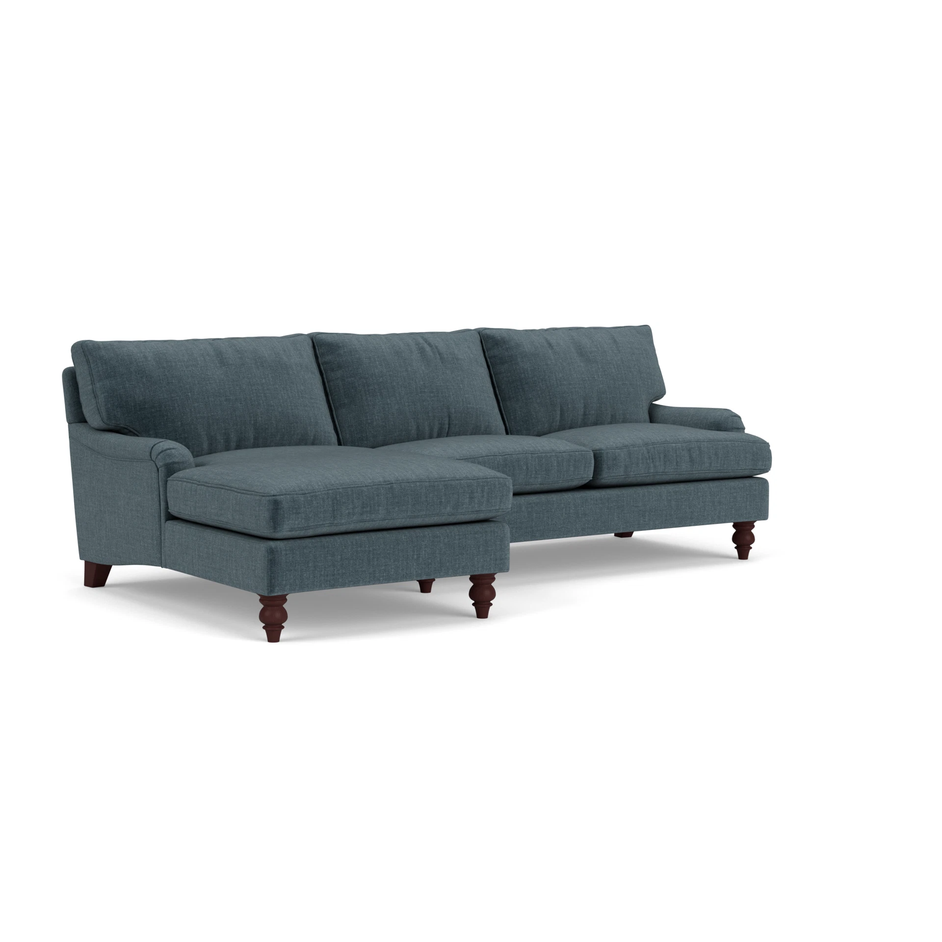 Morris Chaise Large Left Hand in Eco Chenille - Teal with Light legs