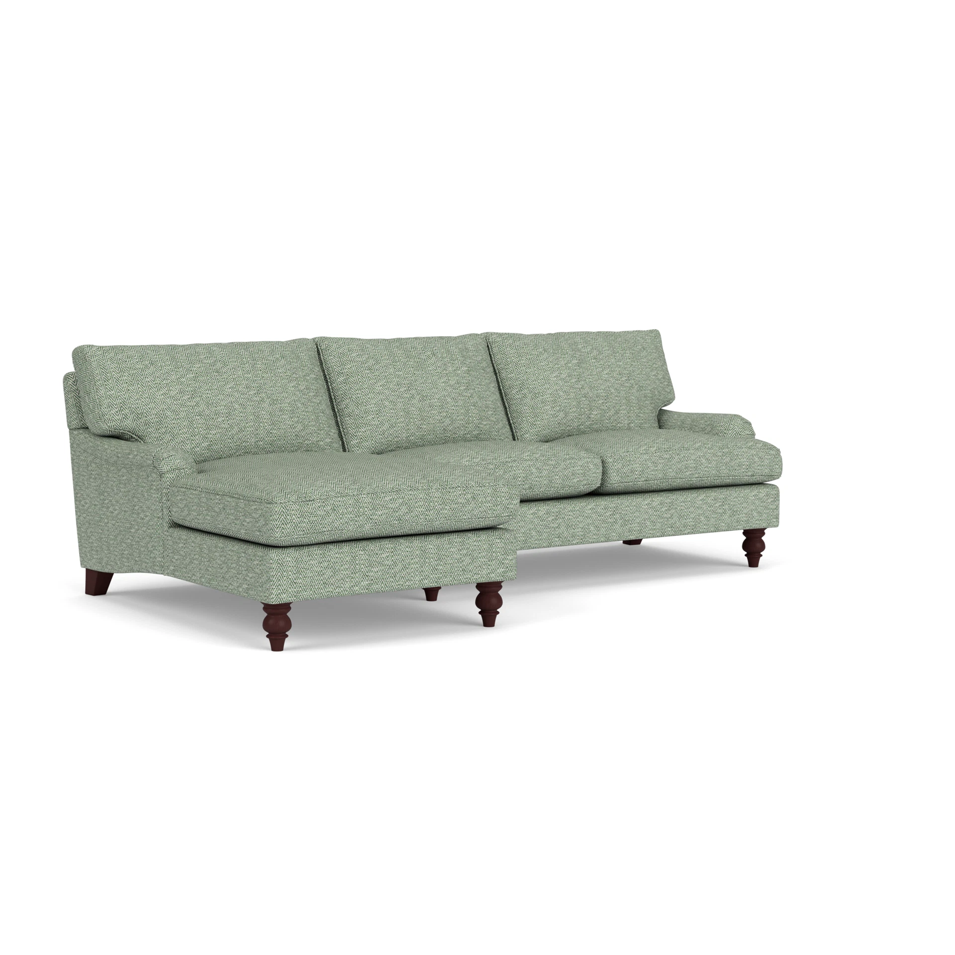 Morris Chaise Large Left Hand in Herringbone Weave - Lake with Light legs