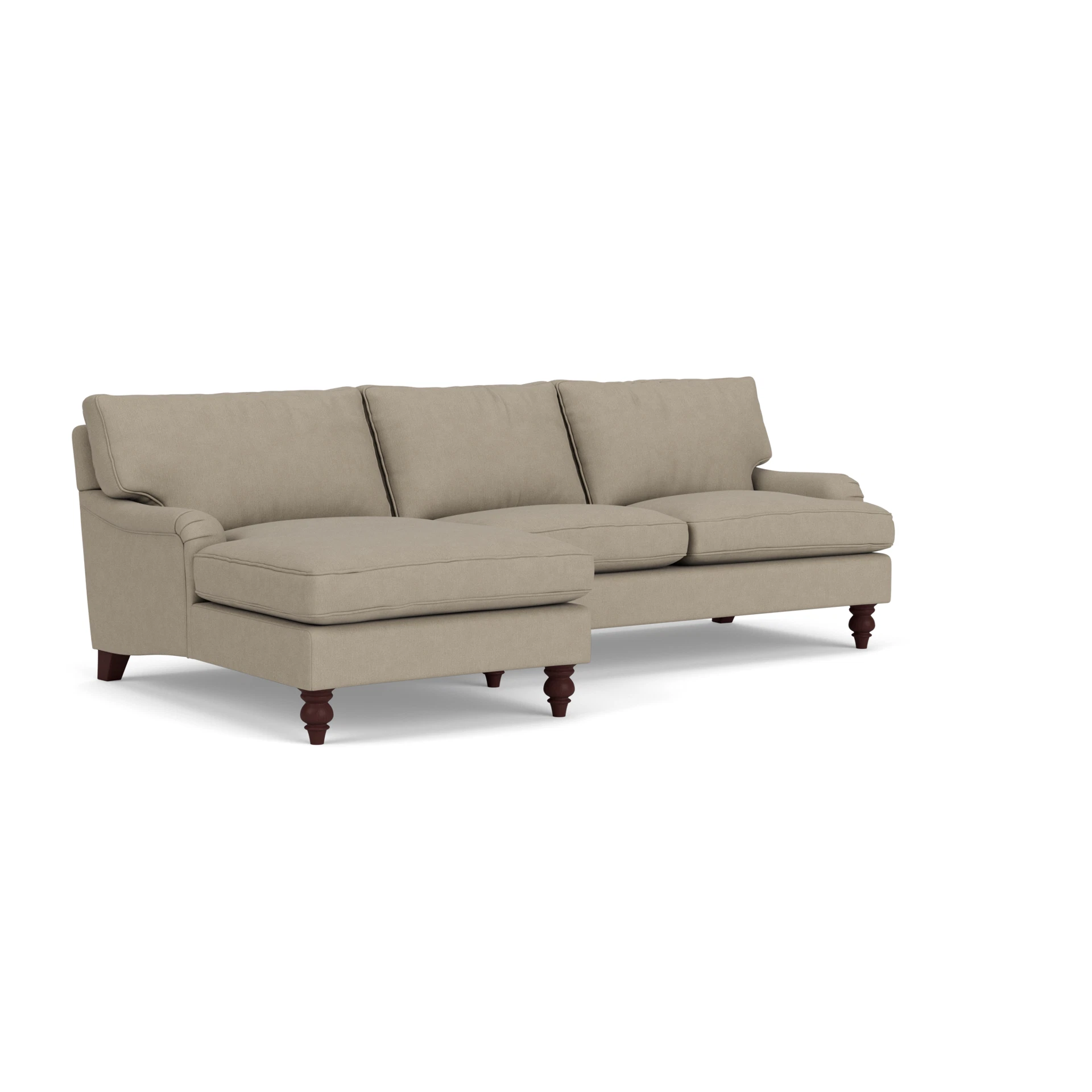 Morris Chaise Large Left Hand in House Linen Mix - Dove Grey with Light legs