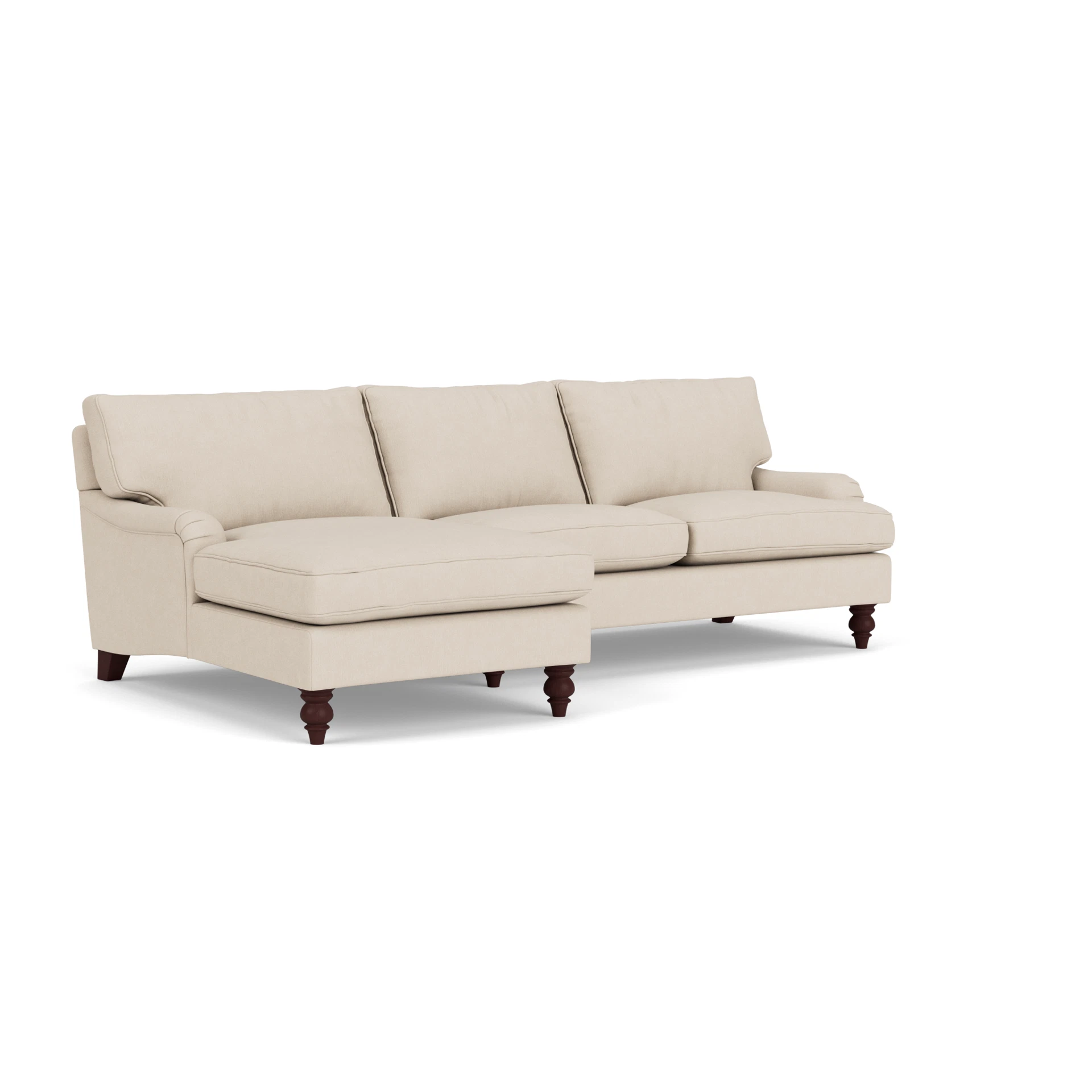Morris Chaise Large Left Hand in House Linen Mix - Lily White with Light legs