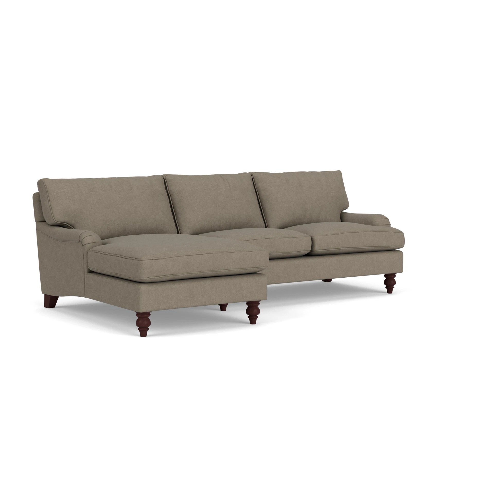 Morris Chaise Large Left Hand in House Linen Mix - Mid Grey with Light legs