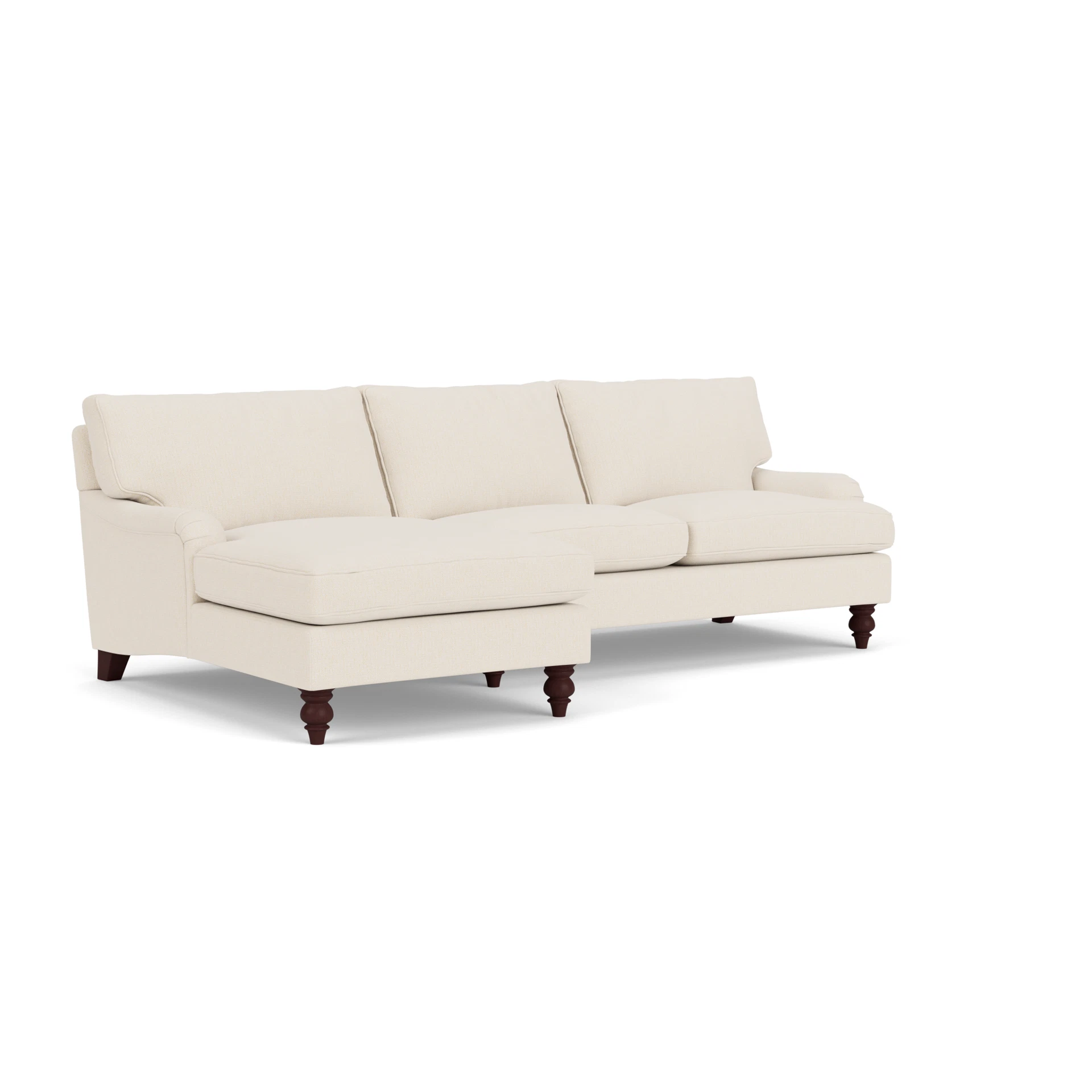 Morris Chaise Large Left Hand in House Weave - Cream with Light legs