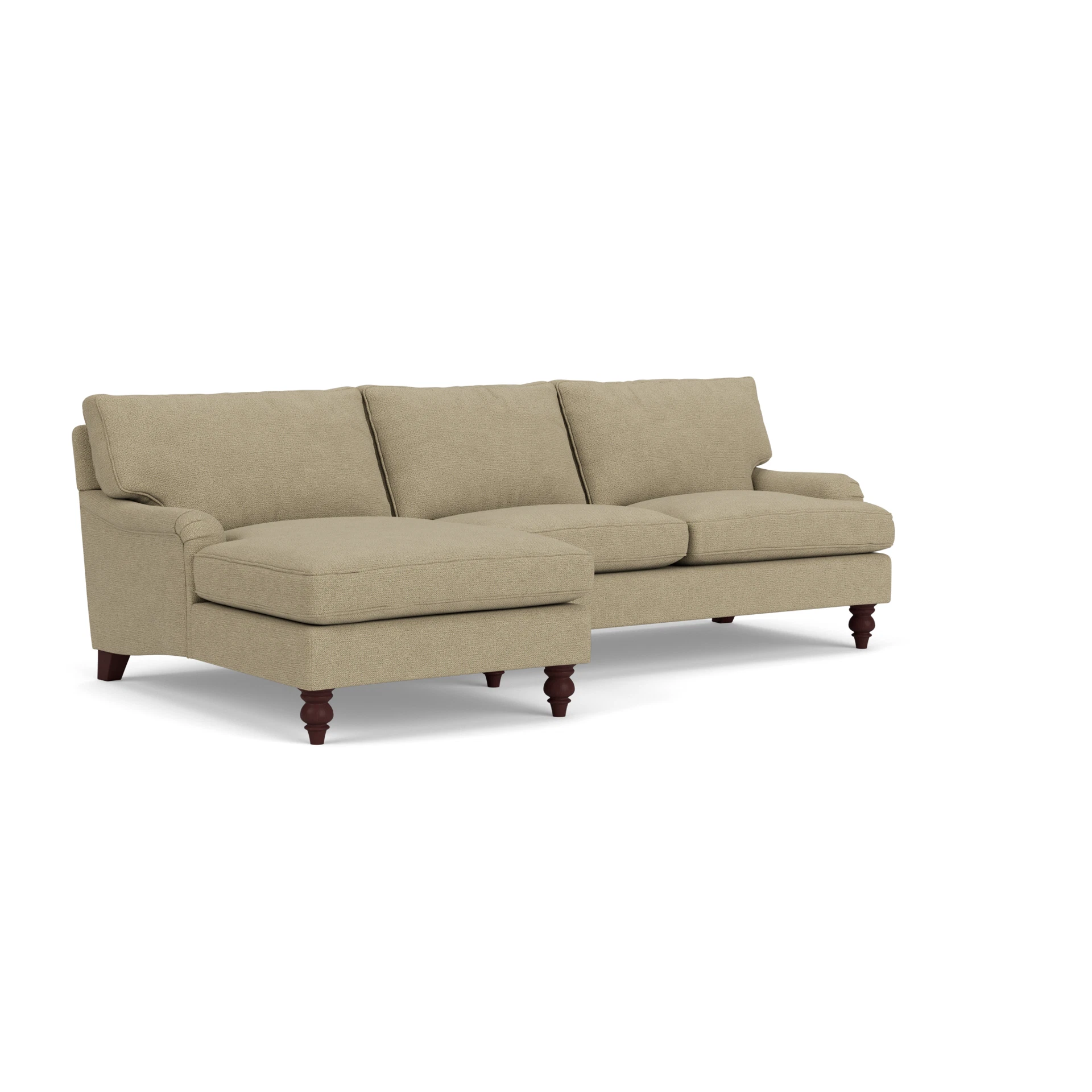 Morris Chaise Large Left Hand in House Weave - Green Marl with Light legs