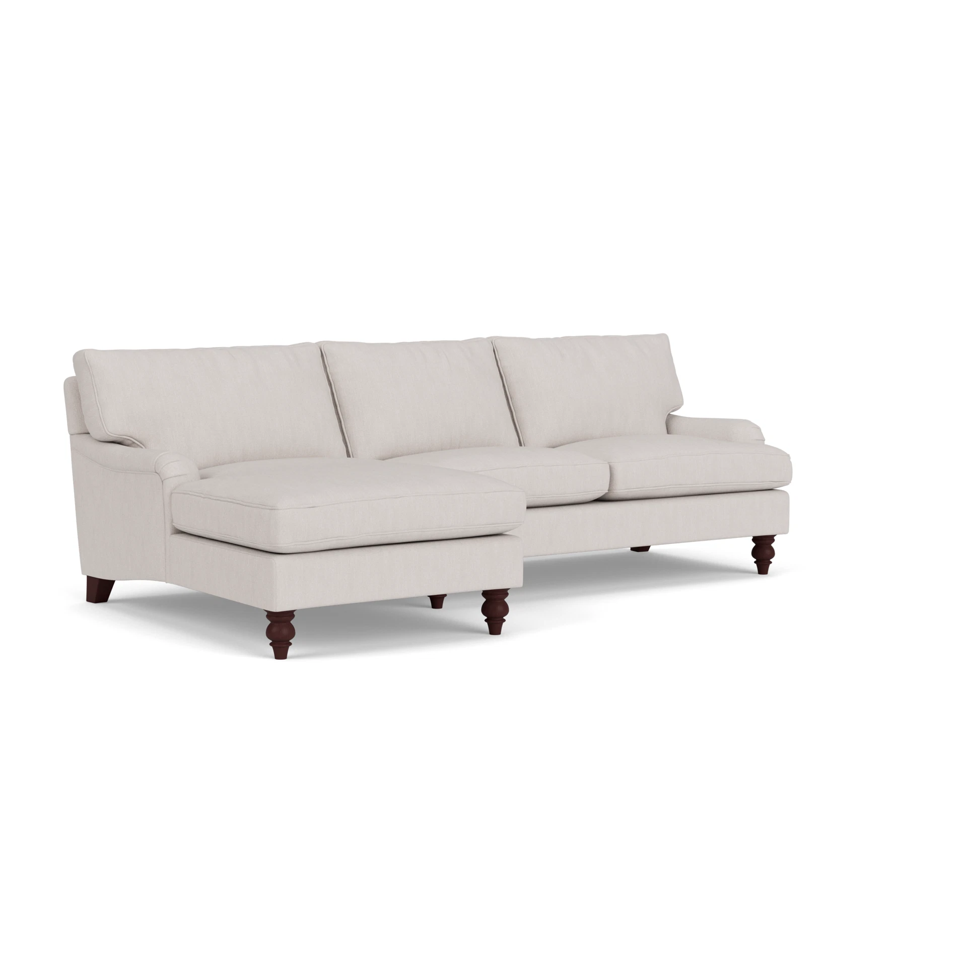 Morris Chaise Large Left Hand in Luxury Italian Linen - Soft White with Light legs