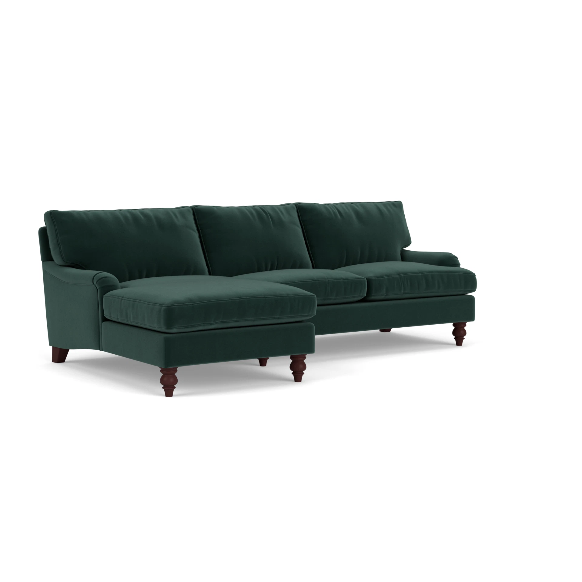 Morris Chaise Large Left Hand in Matt Velvet - Lake with Light legs