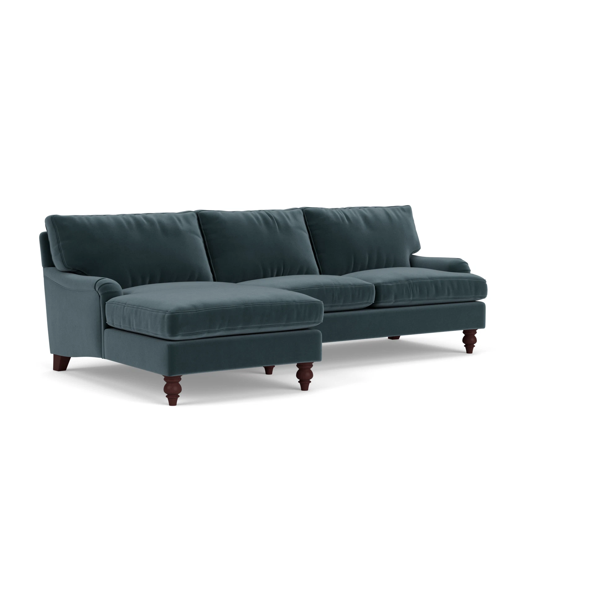 Morris Chaise Large Left Hand in Matt Velvet - Night Sky with Light legs