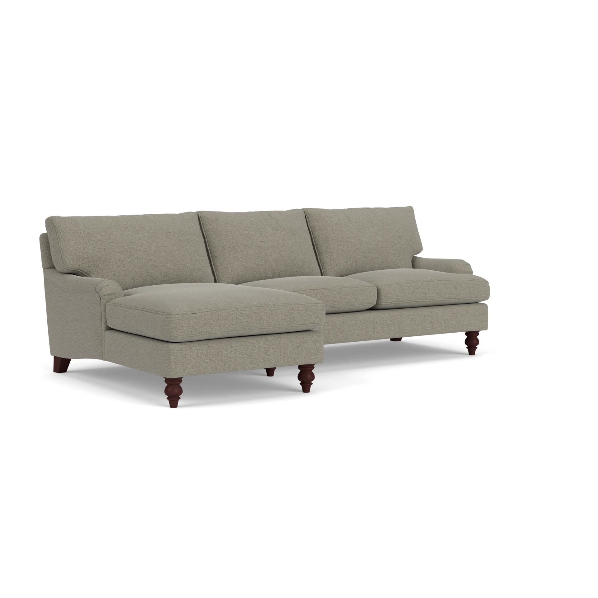 Morris Chaise Large Left Hand in Rustic Weave - Flax with Light legs