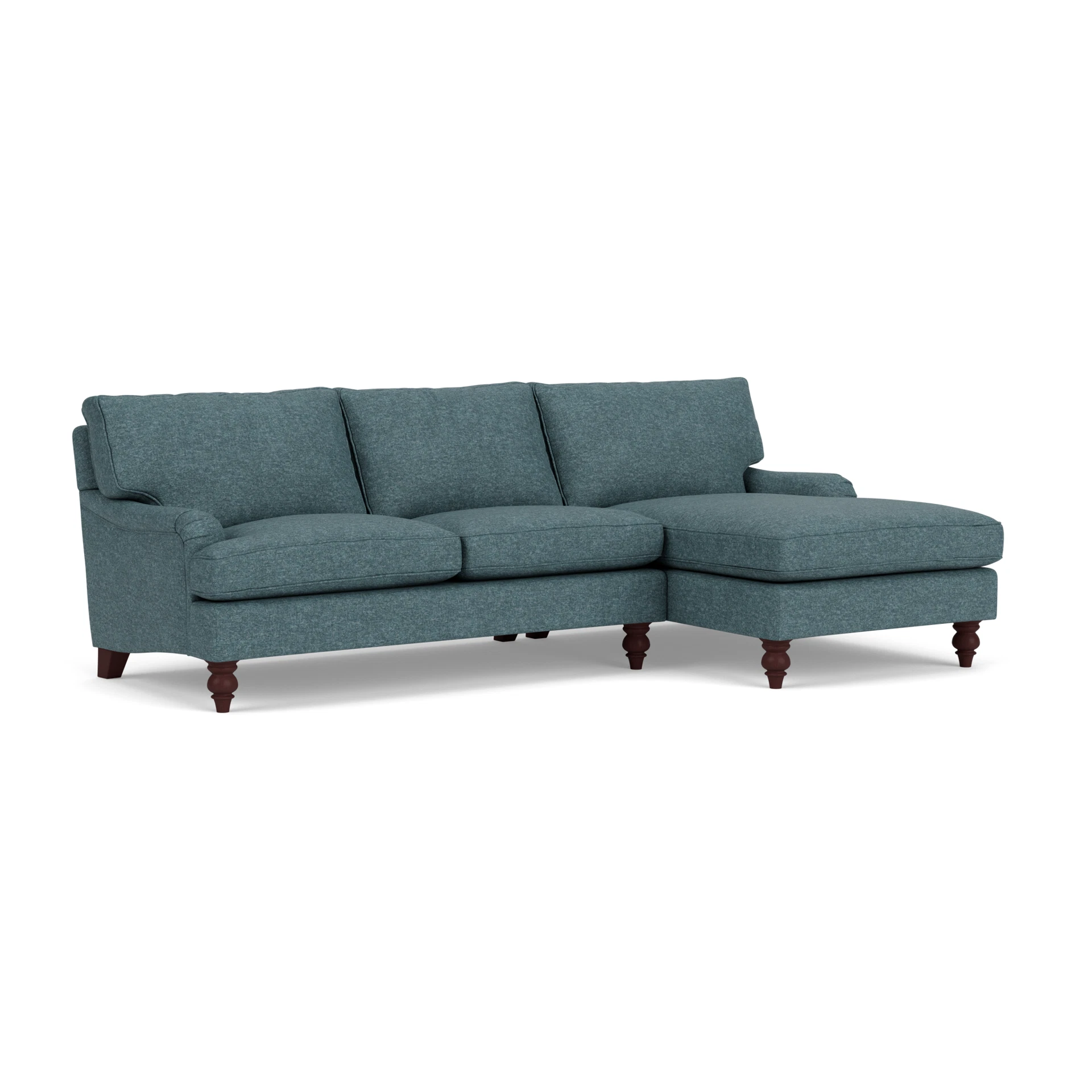Morris Chaise Large Right Hand in Aquaclean Oxford - Lake Marl with Light legs