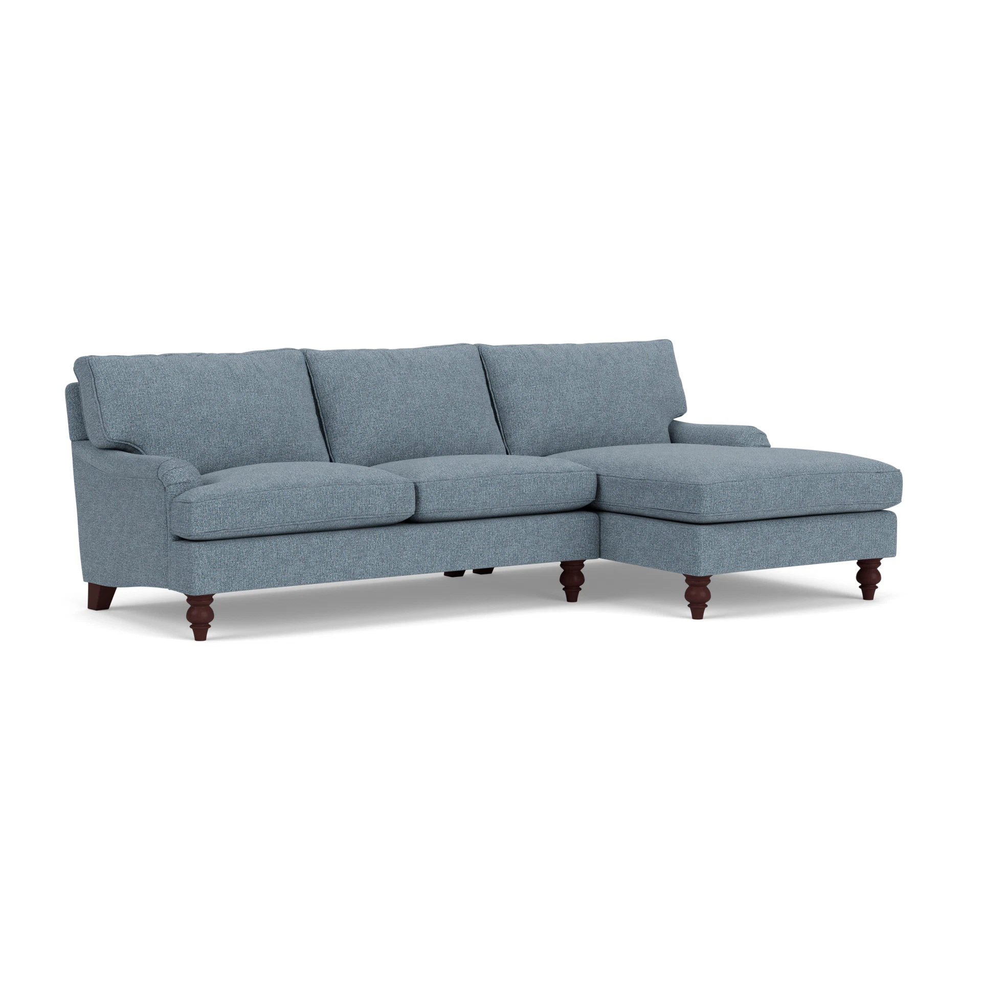 Morris Chaise Large Right Hand in Aquaclean Oxford - Mid Blue with Light legs