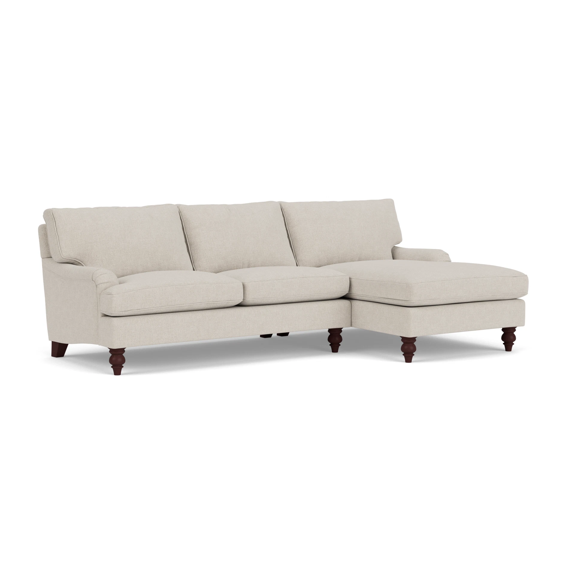 Morris Chaise Large Right Hand in Aquaclean Oxford - Natural with Light legs
