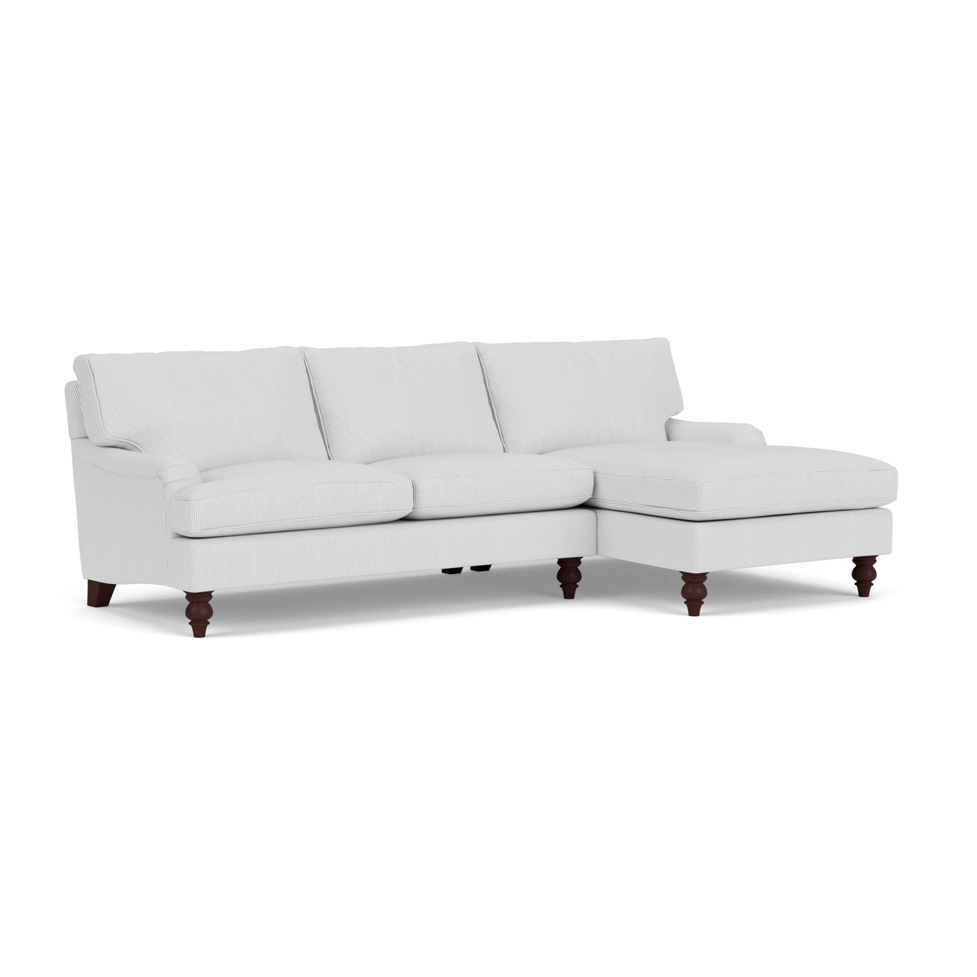 Morris Chaise Large Right Hand in Broadway Stripe - Duck Egg with Light legs