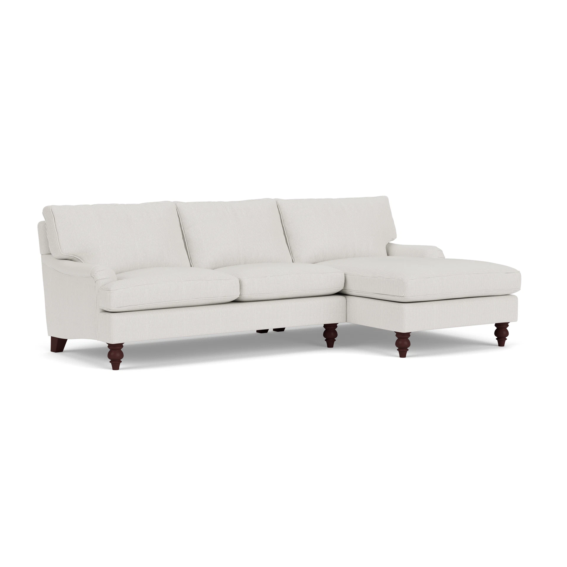 Morris Chaise Large Right Hand in Broadway Stripe - Grey with Light legs