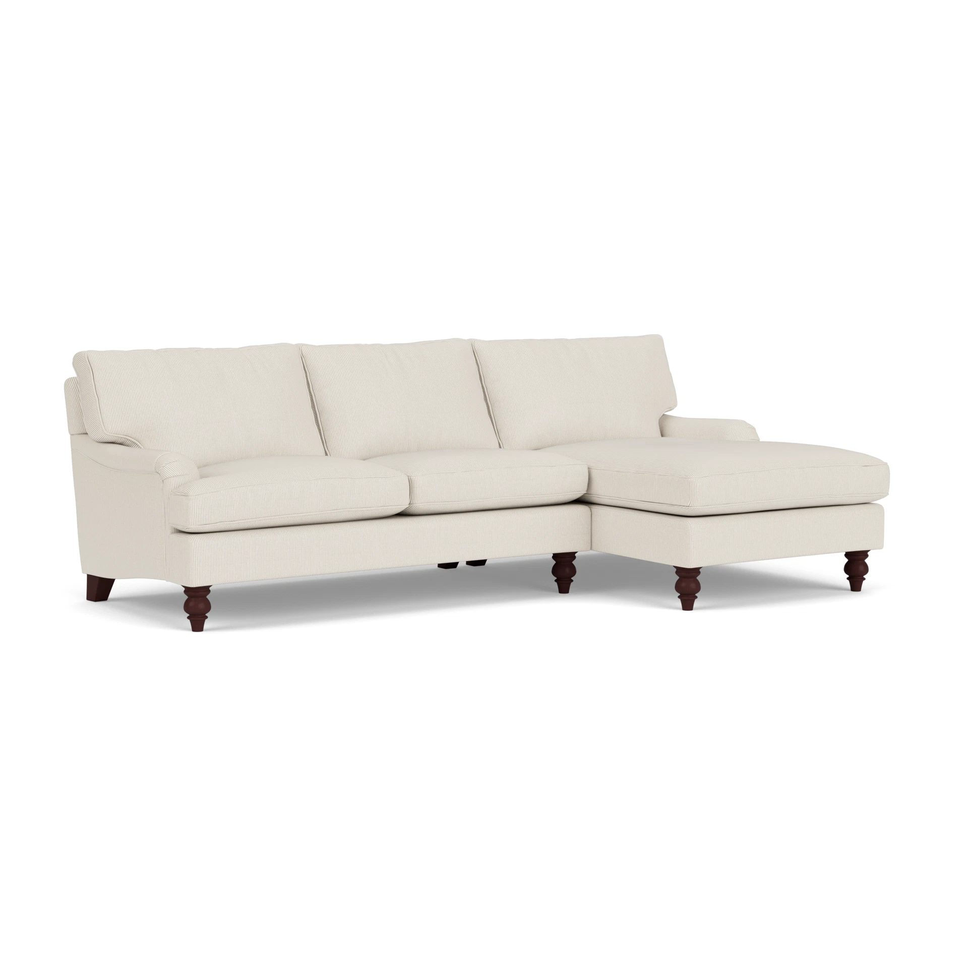 Morris Chaise Large Right Hand in Broadway Stripe - Natural with Light legs