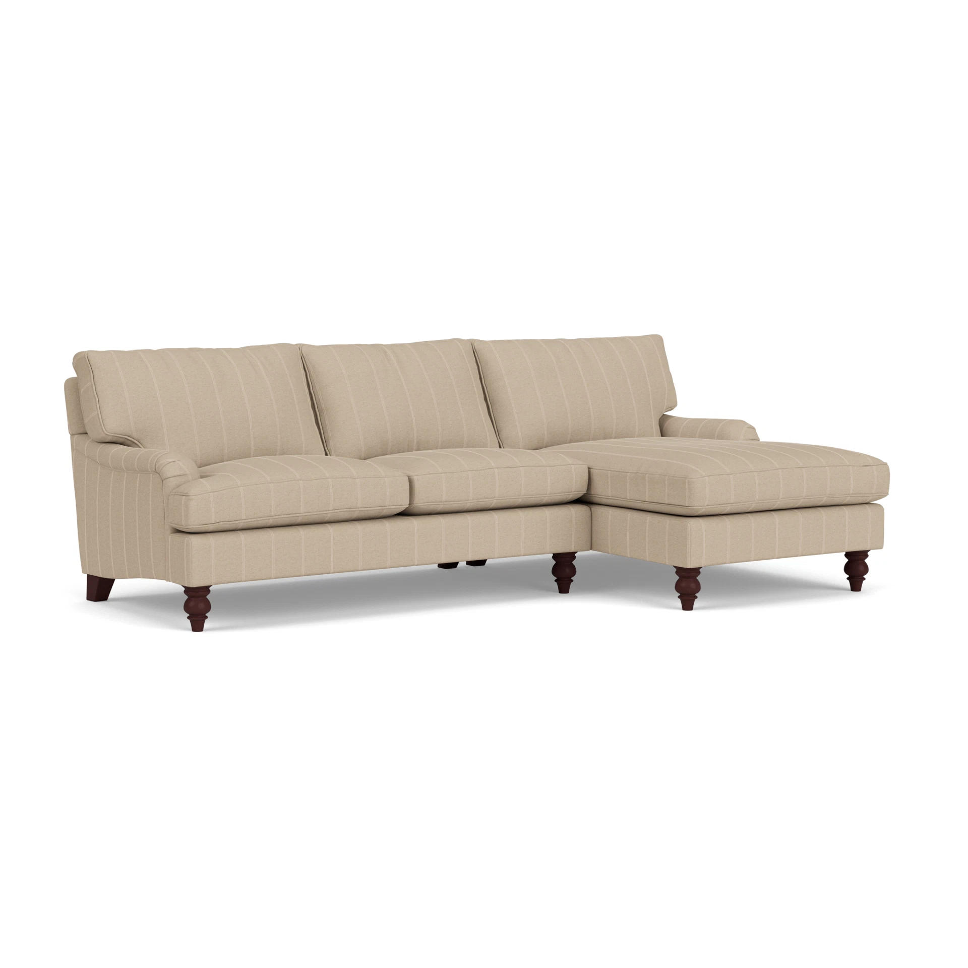 Morris Chaise Large Right Hand in Compton Stripe - Natural with Light legs