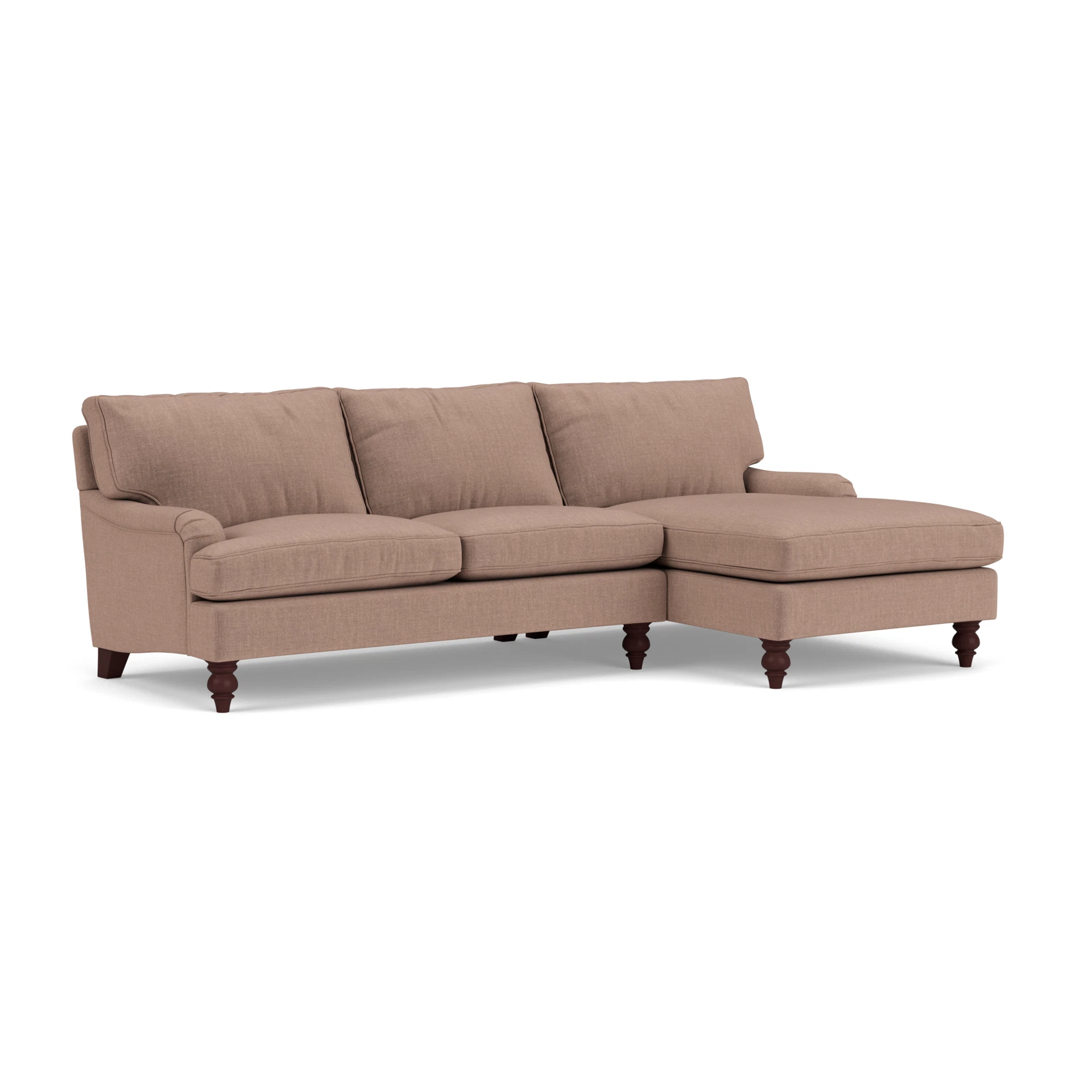 Morris Chaise Large Right Hand in Eco Chenille - Dusky Rose with Light legs