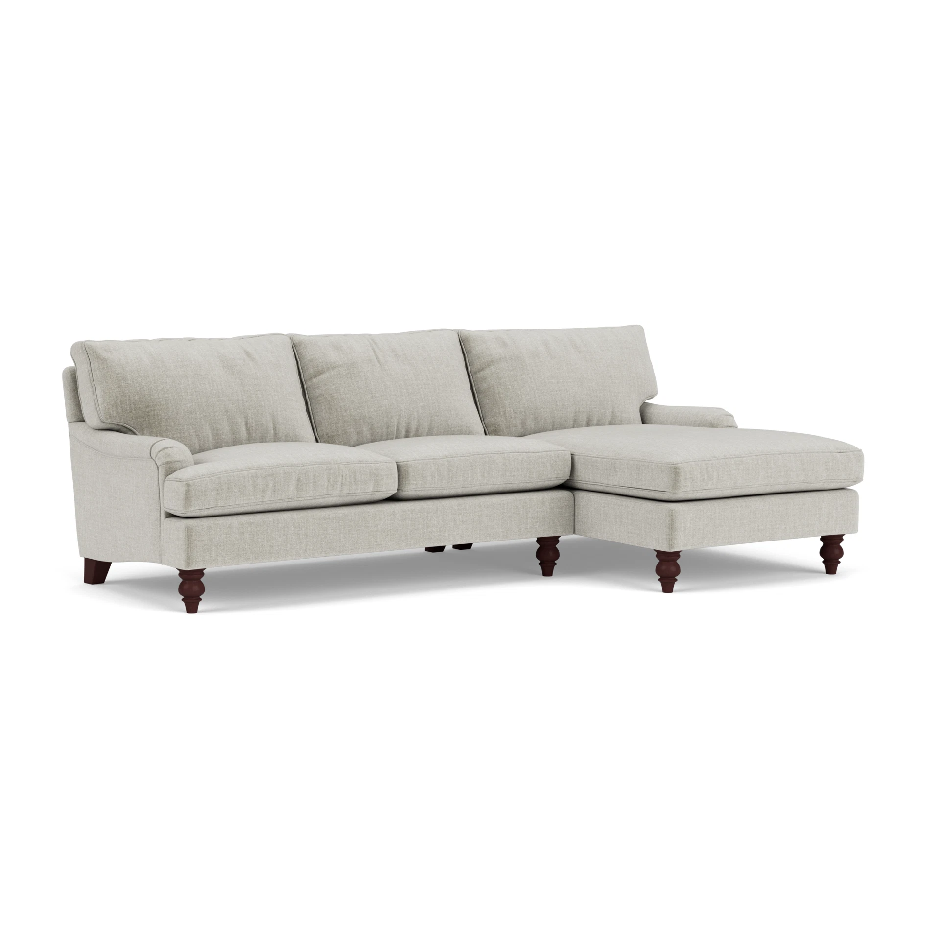 Morris Chaise Large Right Hand in Eco Chenille - Grey Mist with Light legs