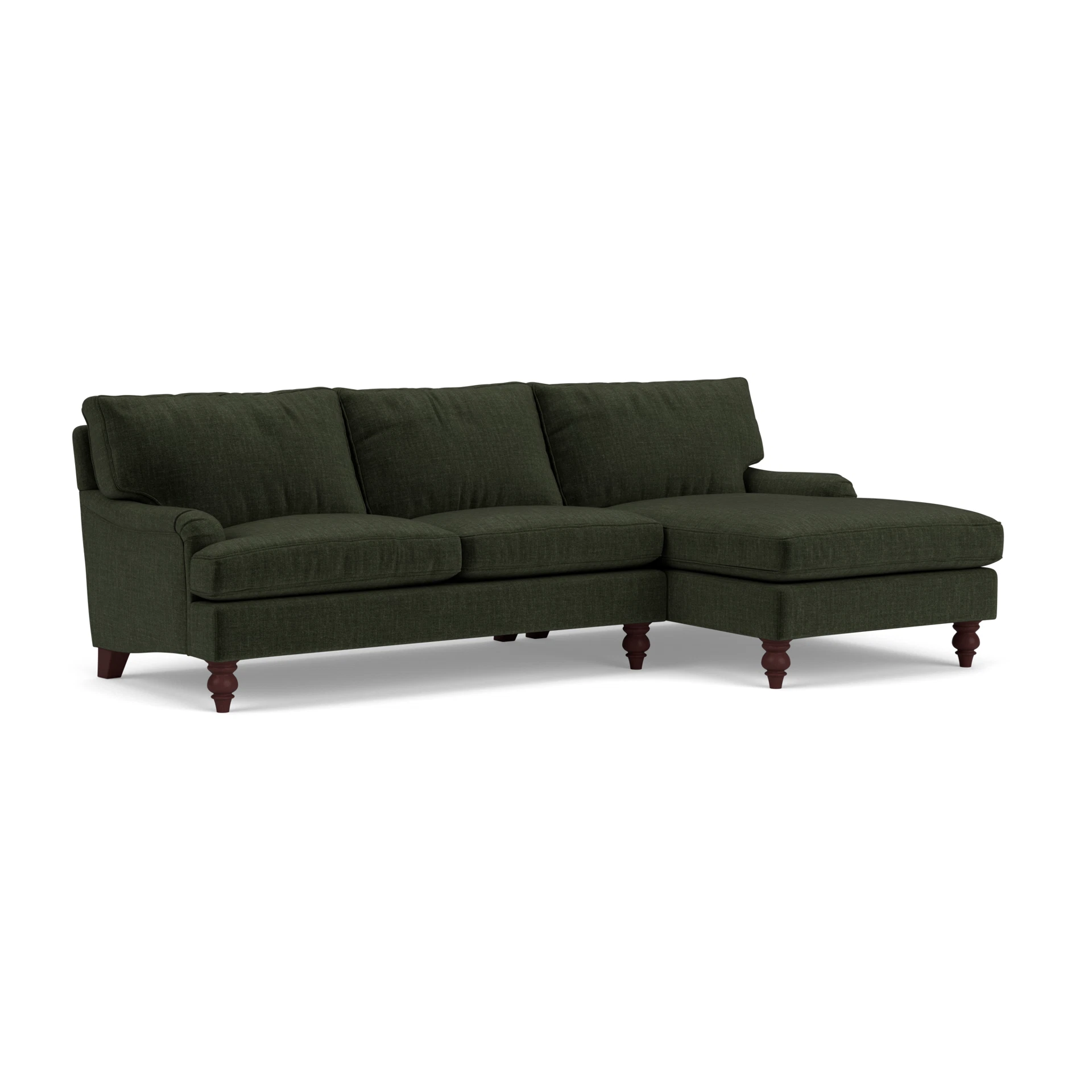 Morris Chaise Large Right Hand in Eco Chenille - Moss with Light legs