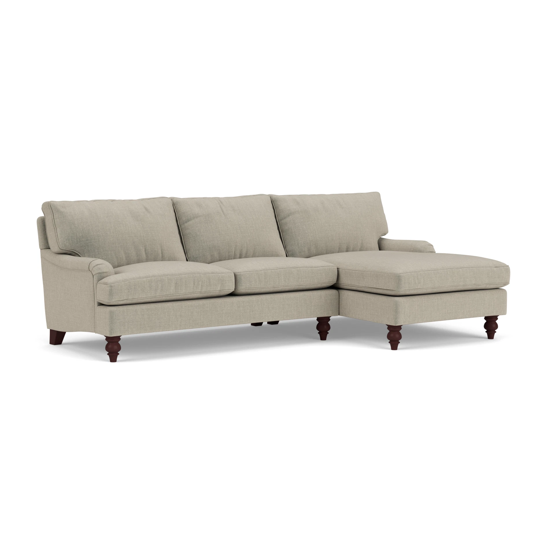 Morris Chaise Large Right Hand in Eco Chenille - Natural with Light legs