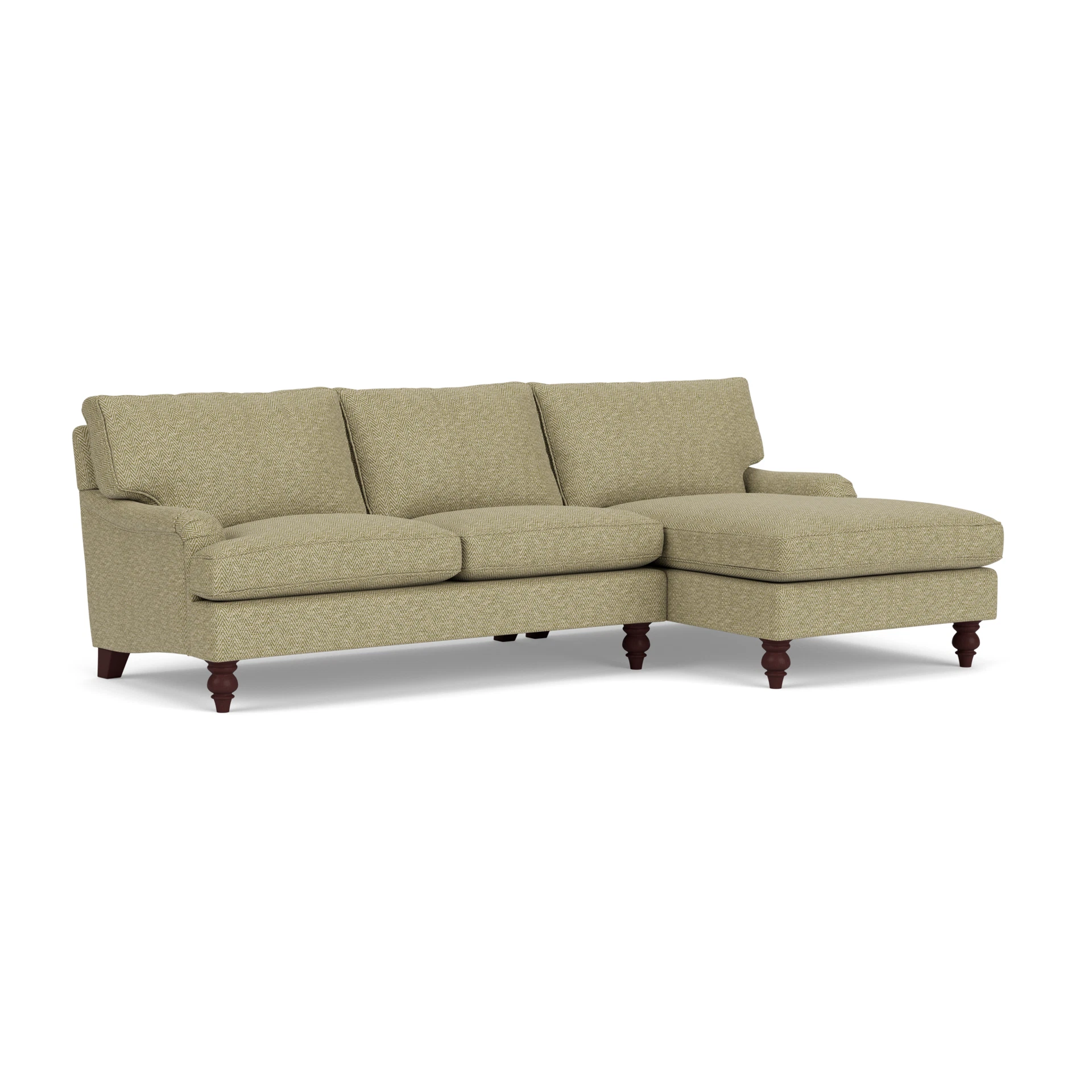 Morris Chaise Large Right Hand in Herringbone Weave - Apple with Light legs
