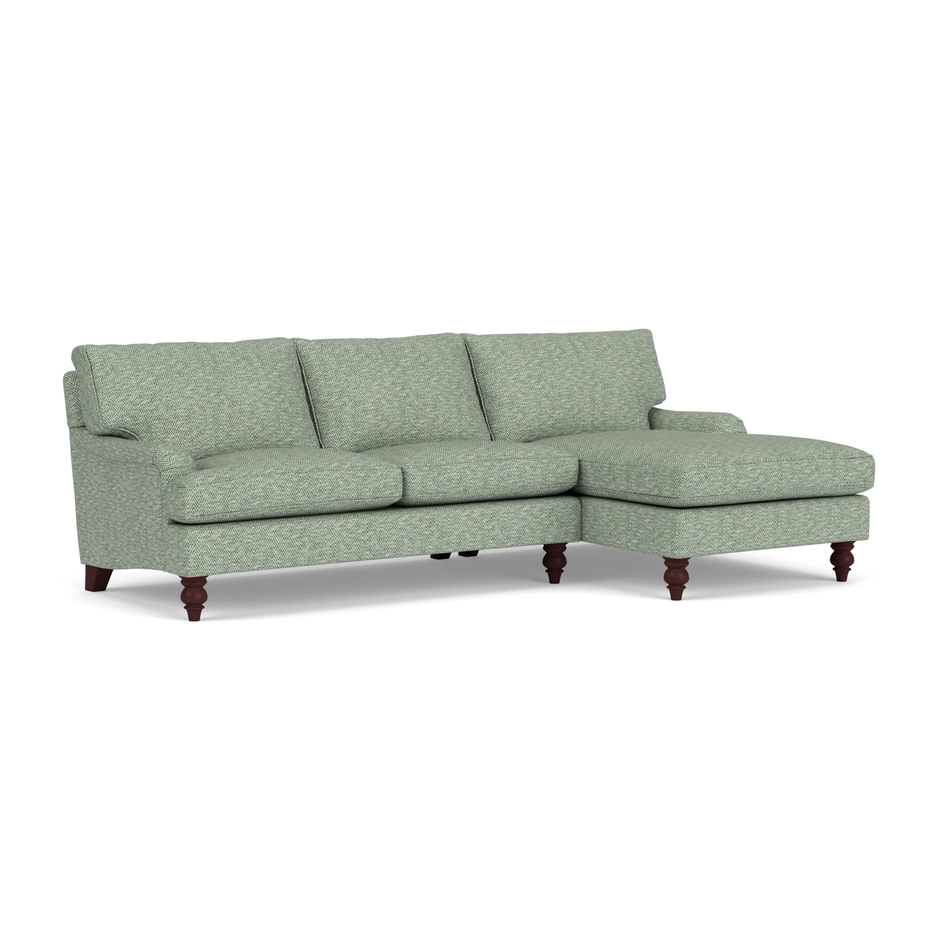 Morris Chaise Large Right Hand in Herringbone Weave - Lake with Light legs