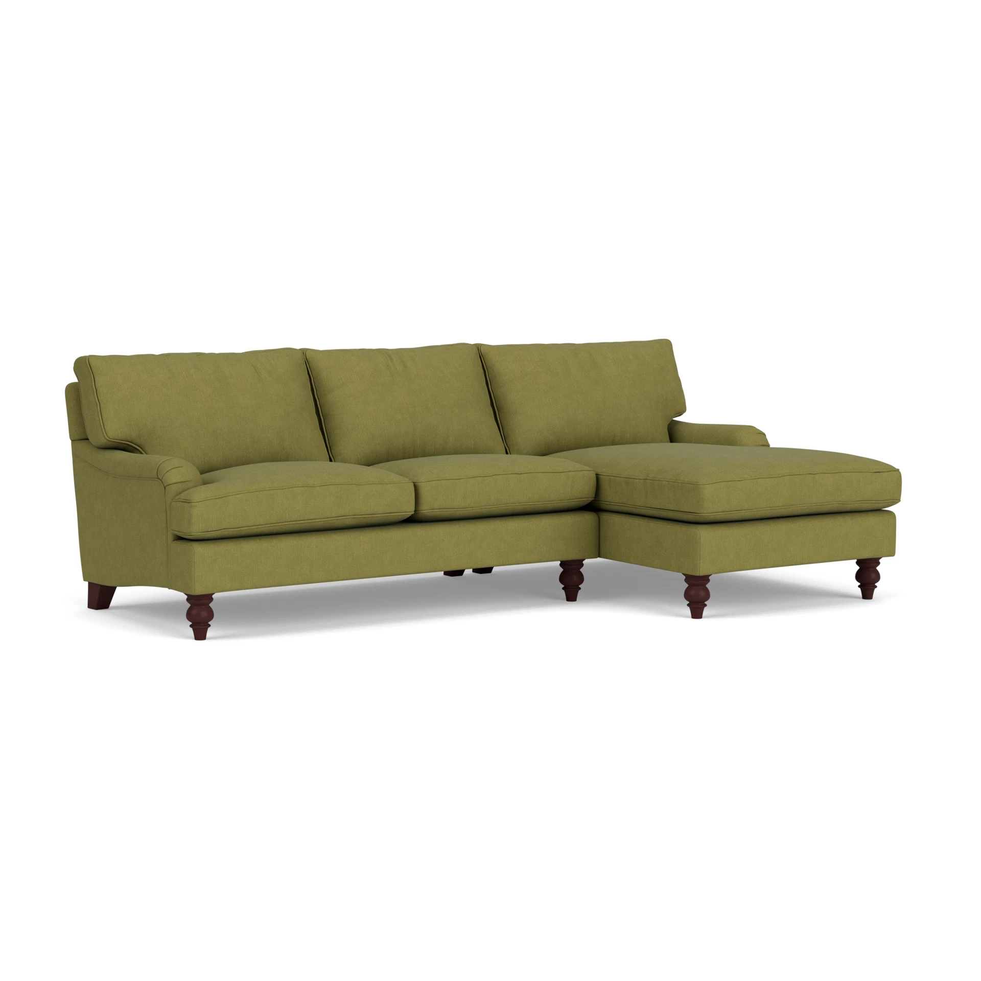 Morris Chaise Large Right Hand in House Linen Mix - Apple with Light legs