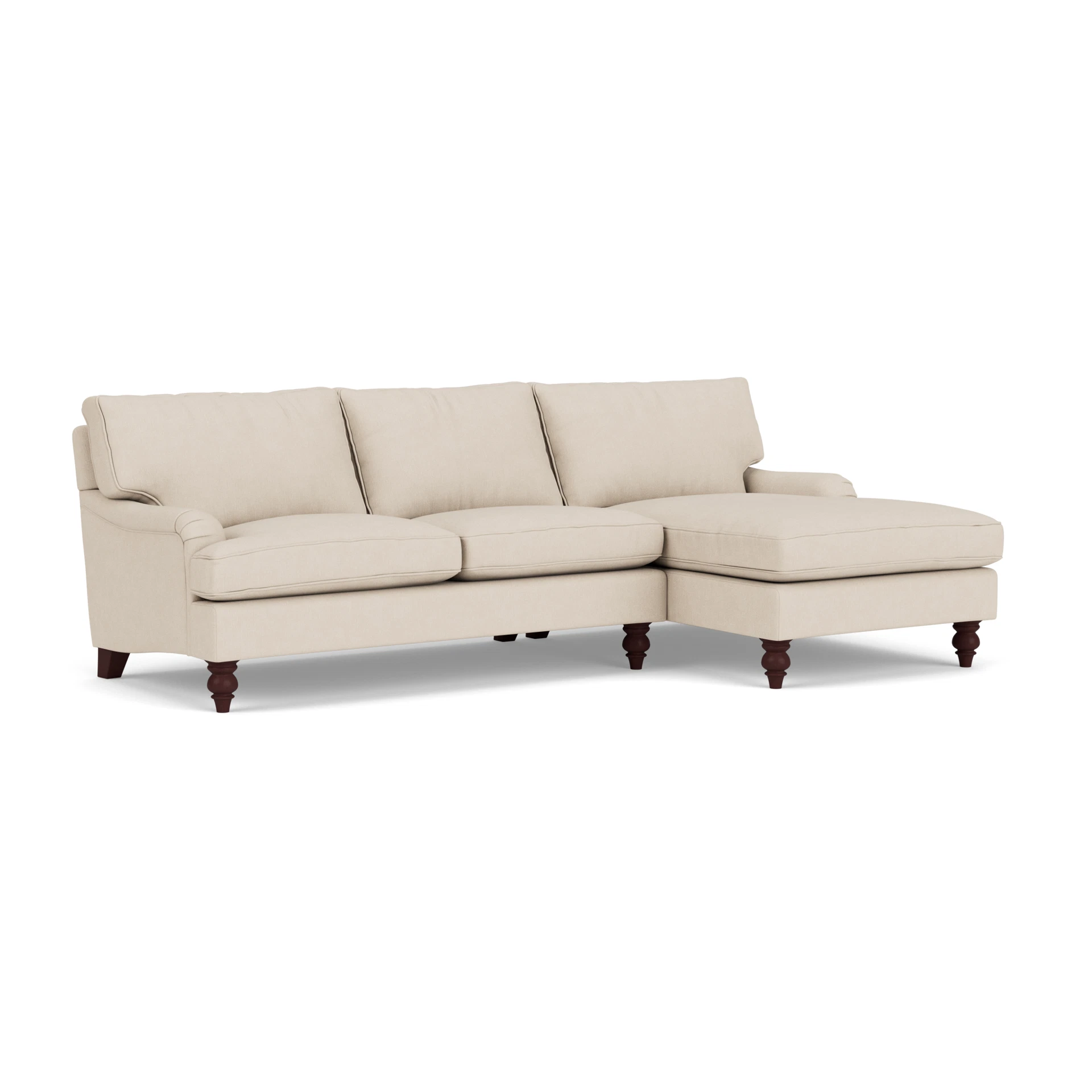 Morris Chaise Large Right Hand in House Linen Mix - Lily White with Light legs