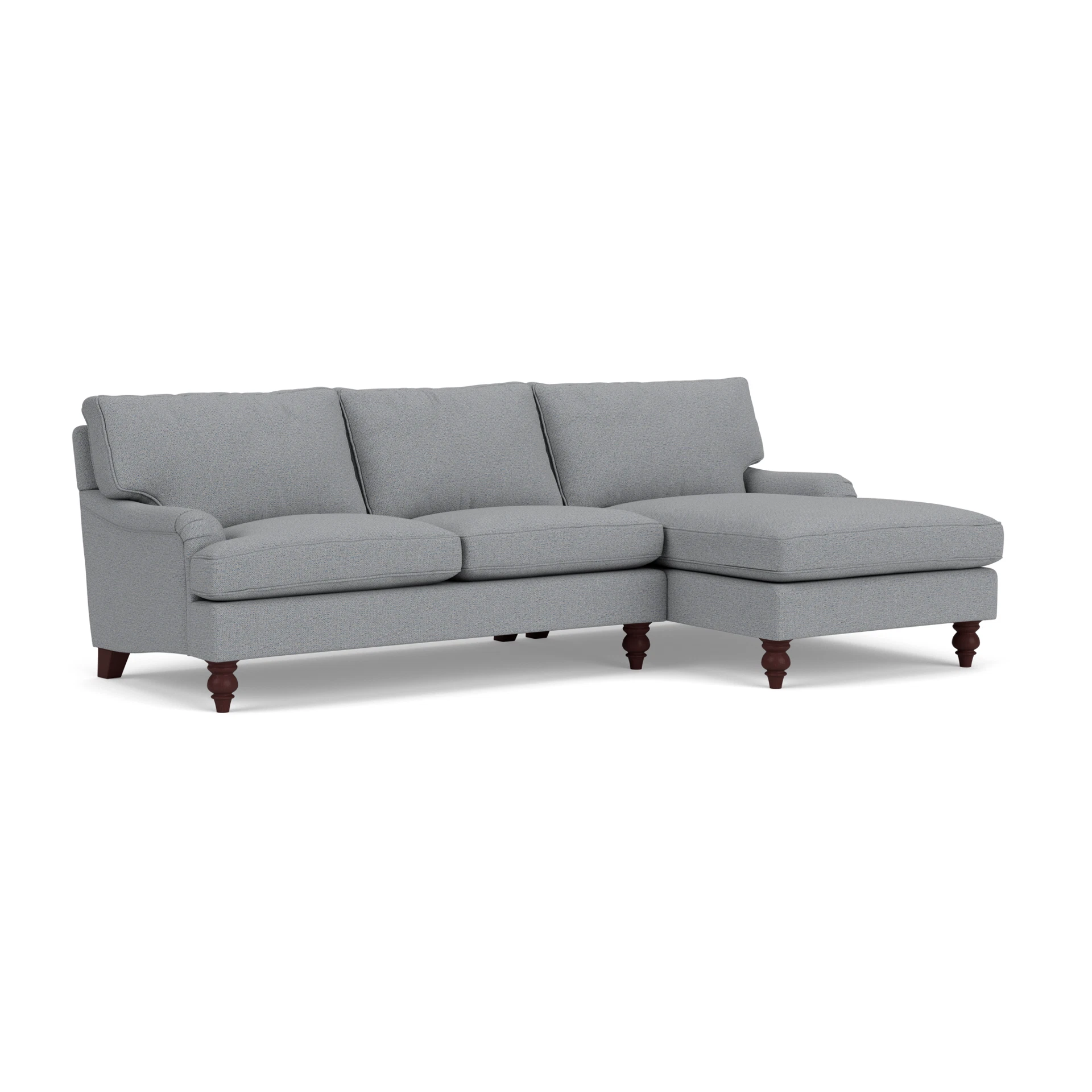 Morris Chaise Large Right Hand in House Weave - Blue Marl with Light legs