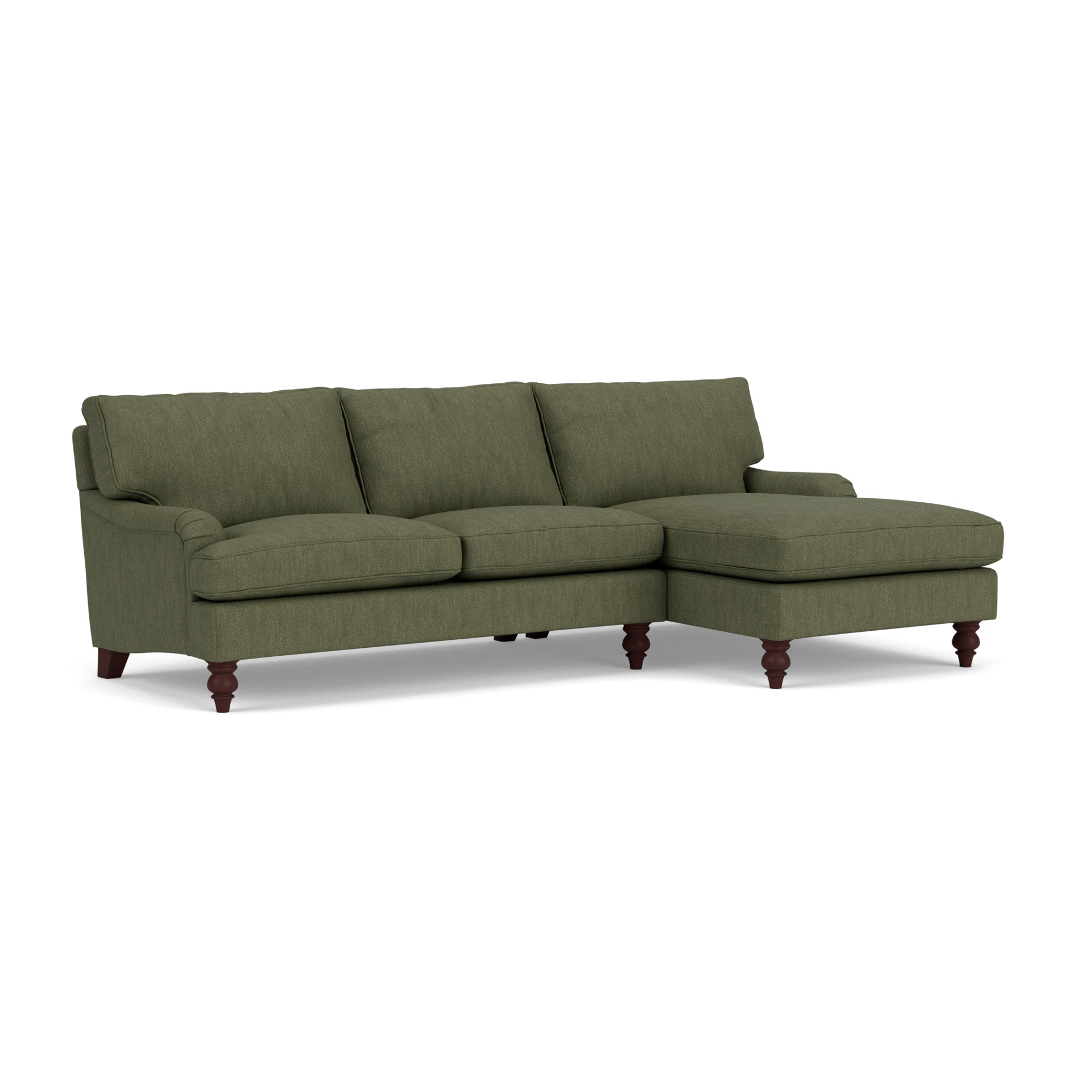 Morris Chaise Large Right Hand in Luxury Italian Linen - Fern with Light legs