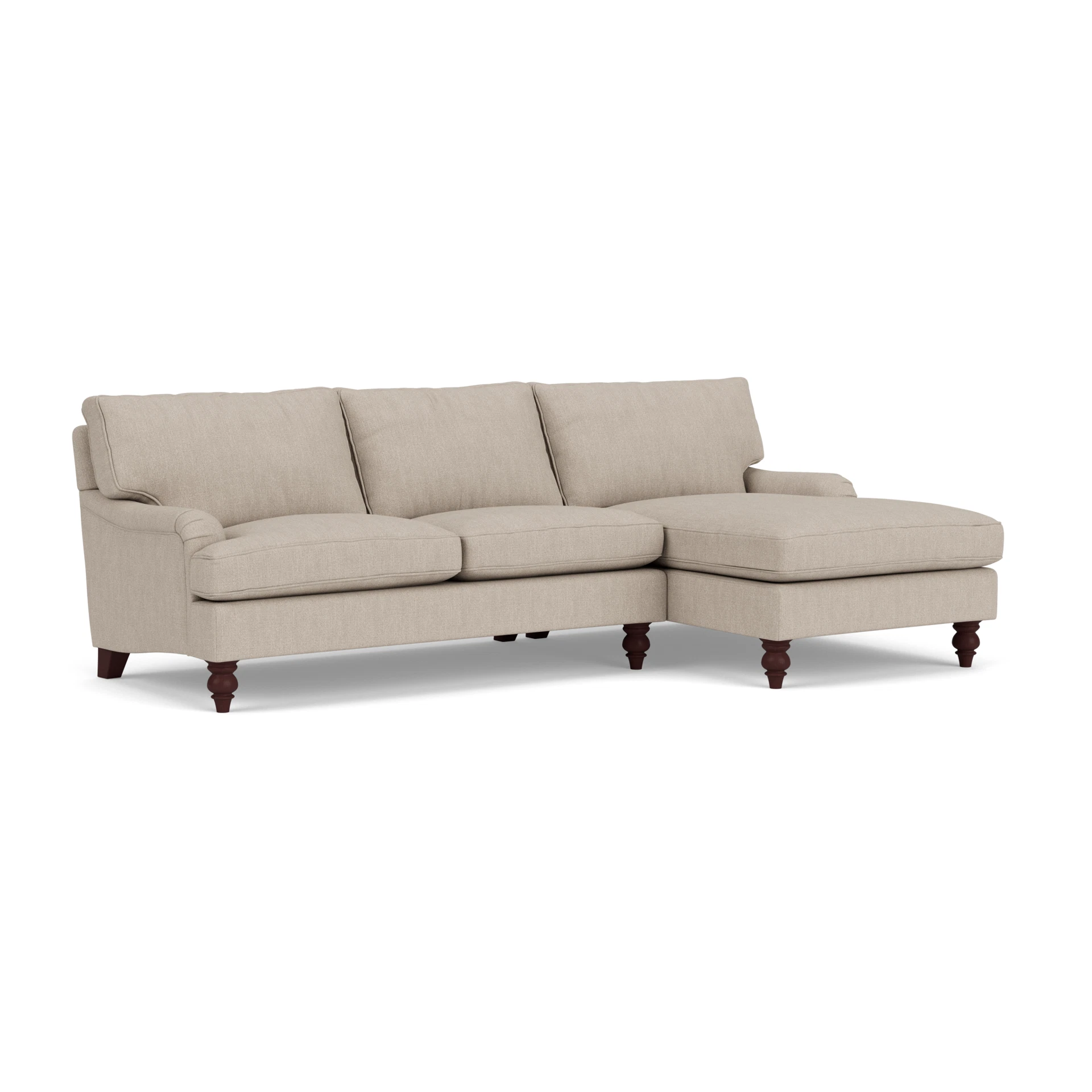 Morris Chaise Large Right Hand in Luxury Italian Linen - Natural with Light legs