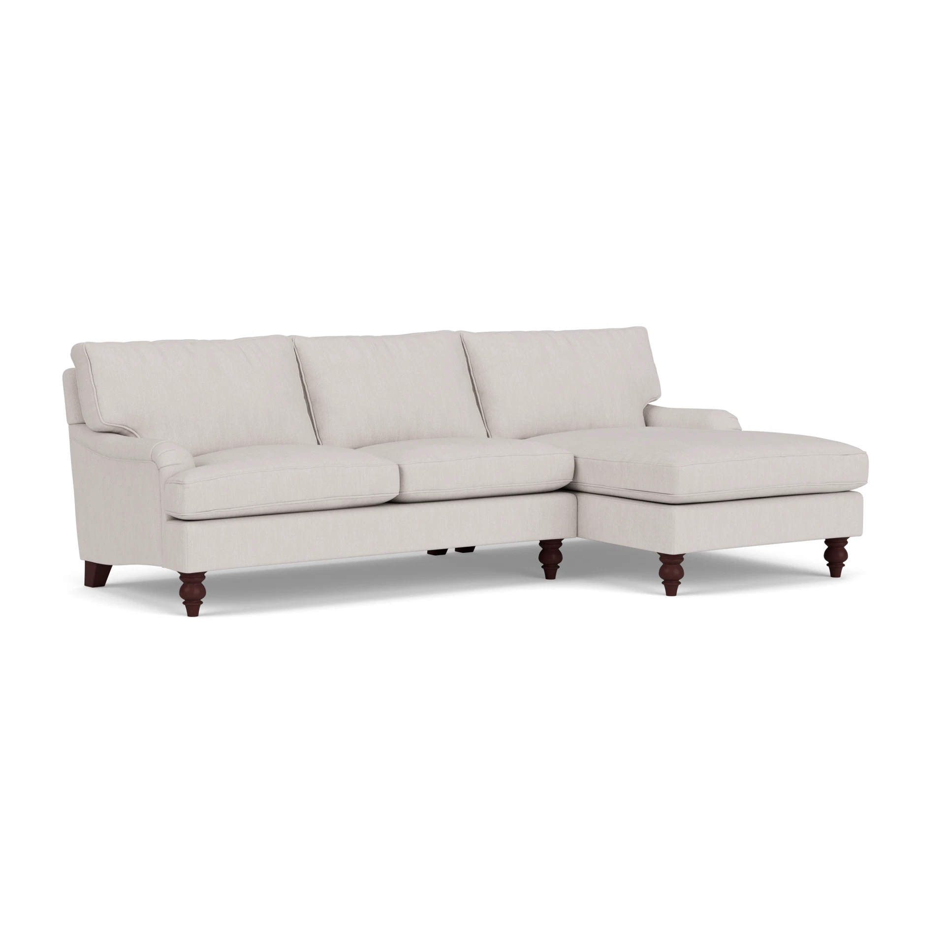 Morris Chaise Large Right Hand in Luxury Italian Linen - Soft White with Light legs