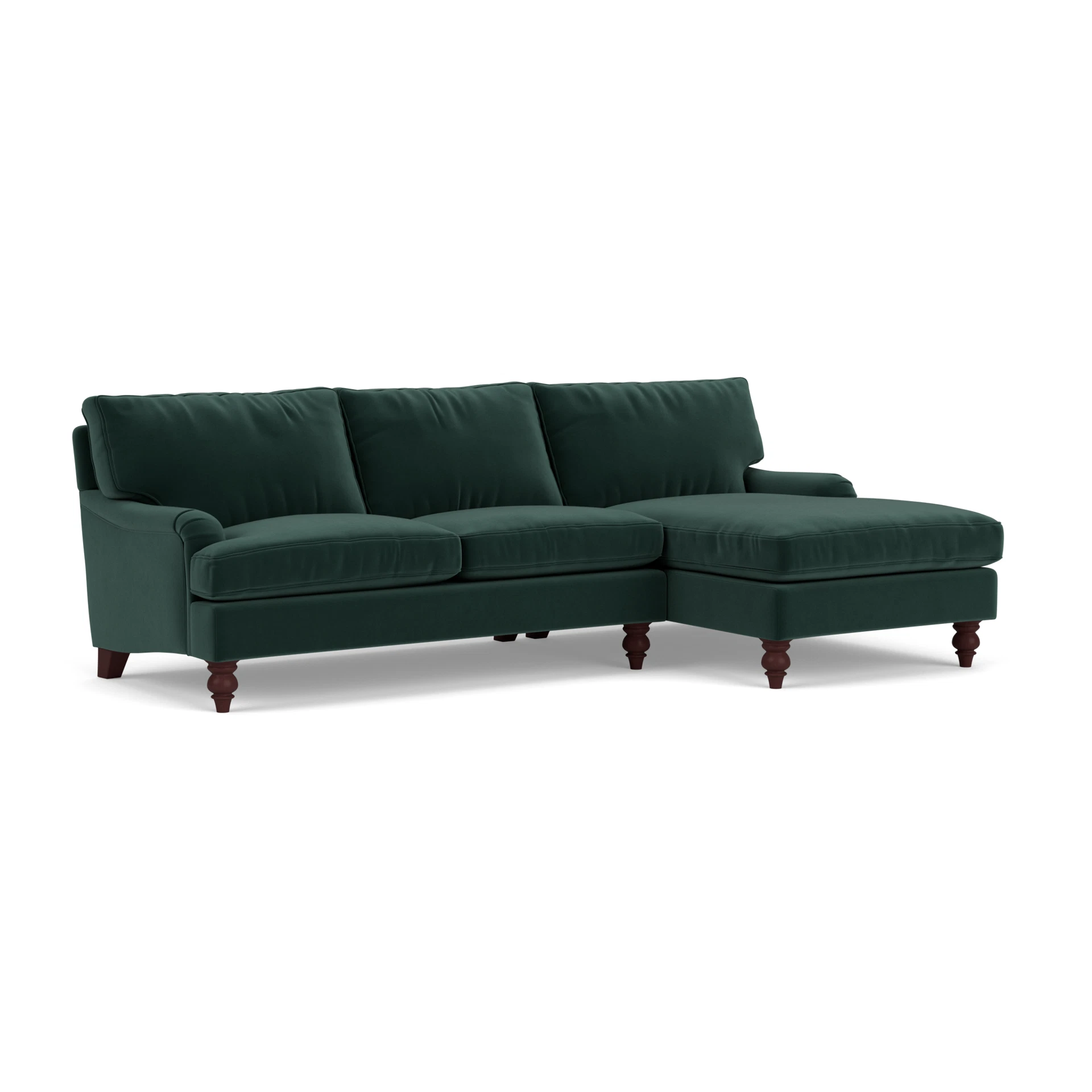 Morris Chaise Large Right Hand in Matt Velvet - Lake with Light legs