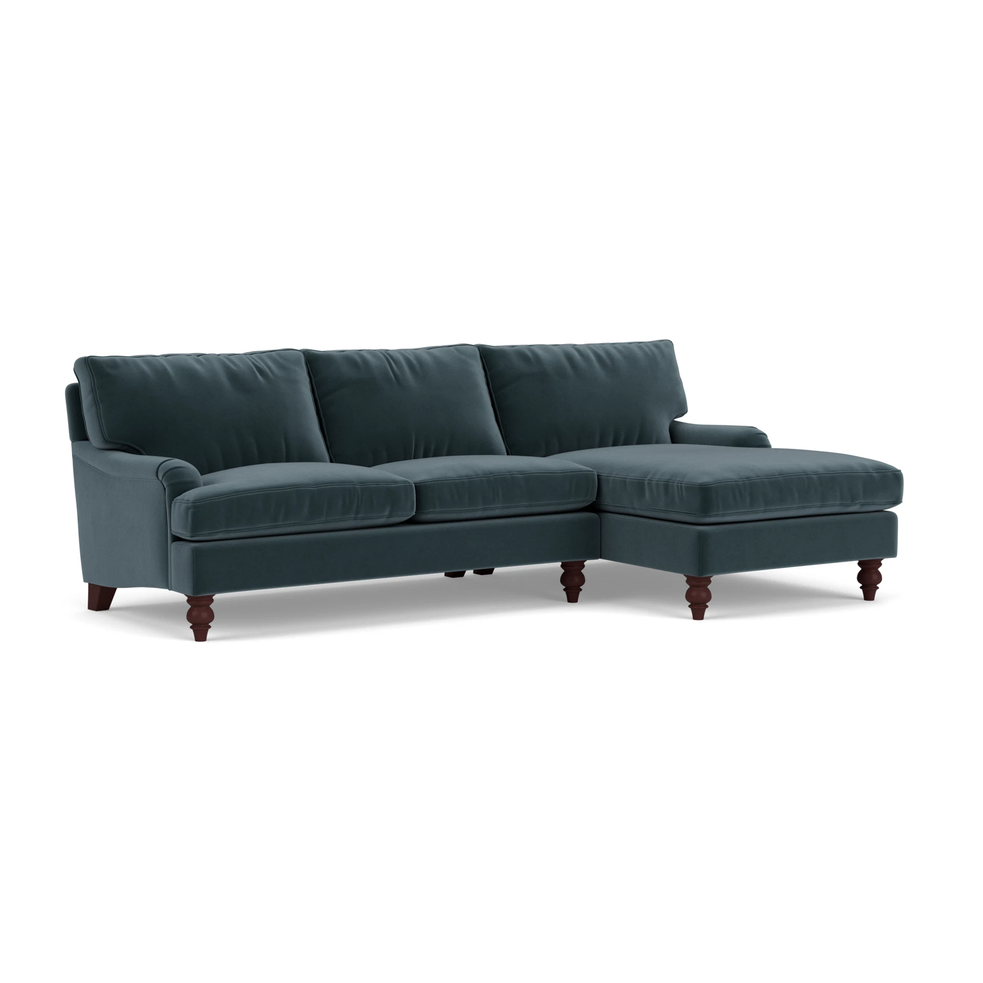 Morris Chaise Large Right Hand in Matt Velvet - Night Sky with Light legs
