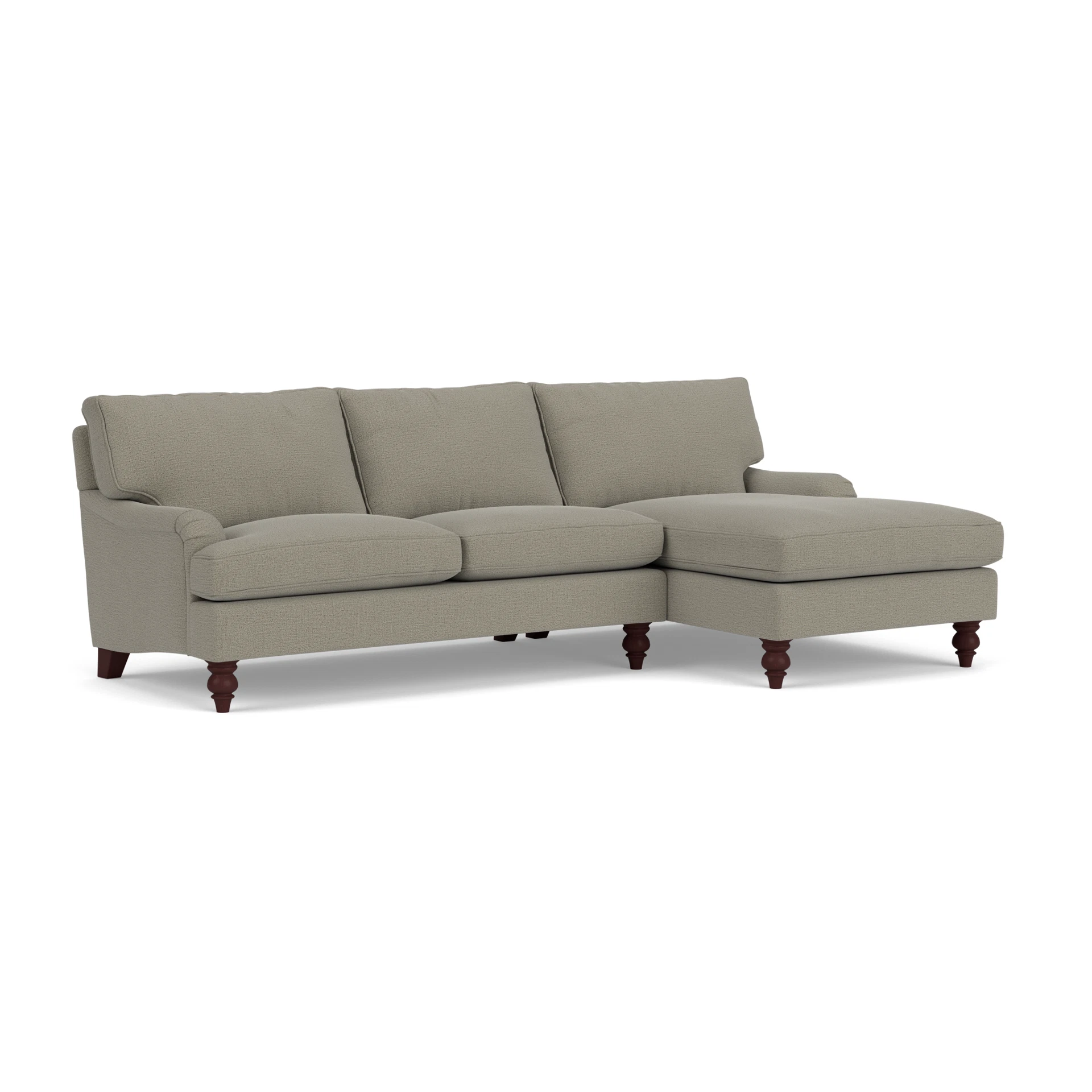Morris Chaise Large Right Hand in Rustic Weave - Flax with Light legs