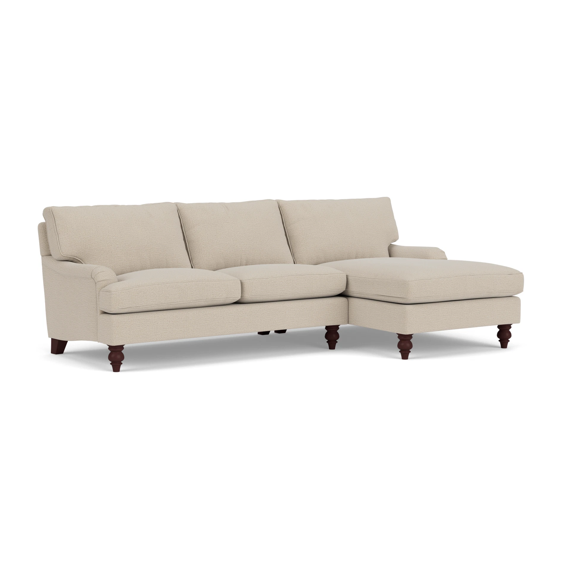 Morris Chaise Large Right Hand in Rustic Weave - Natural with Light legs