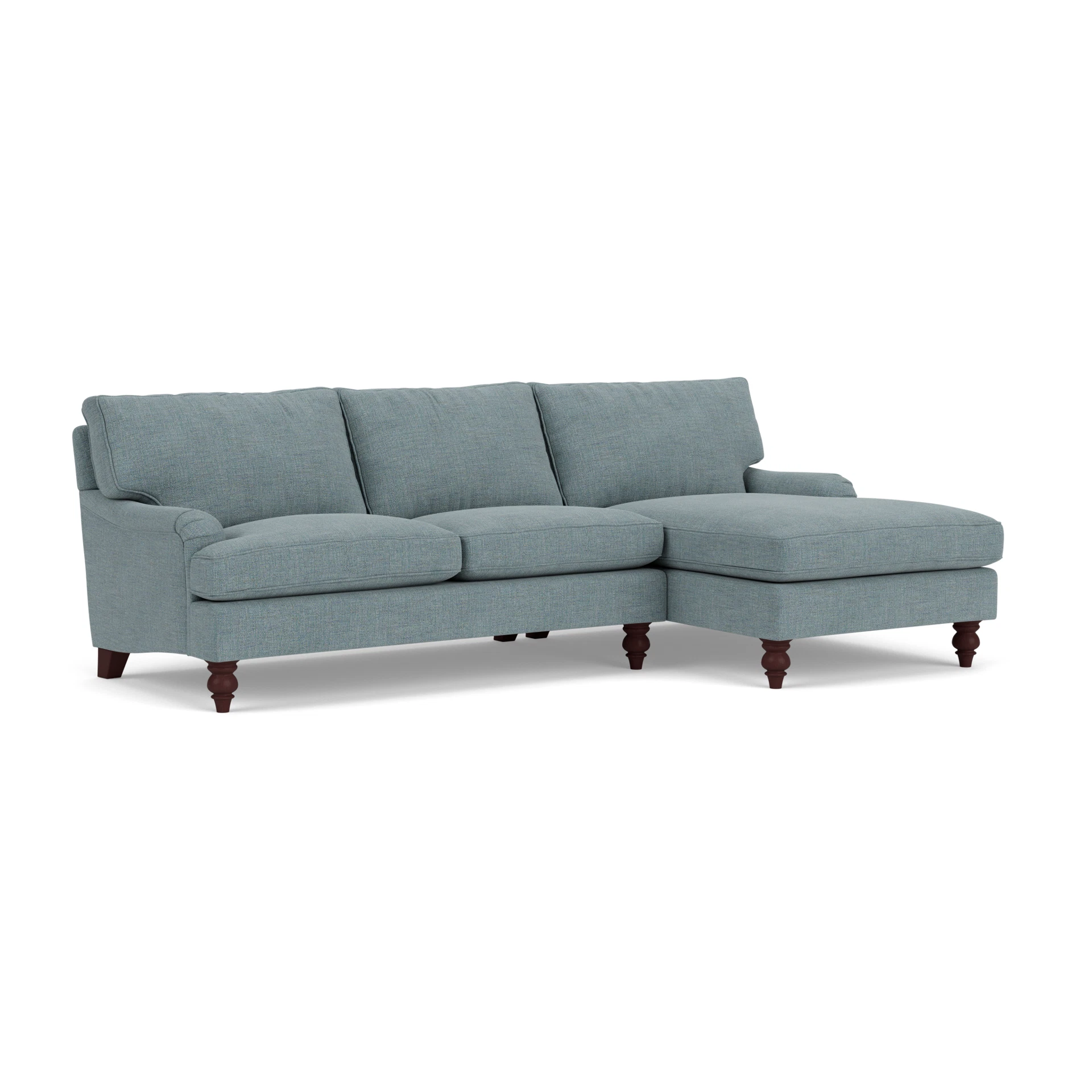 Morris Chaise Large Right Hand in Rustic Weave - Teal Marl with Light legs