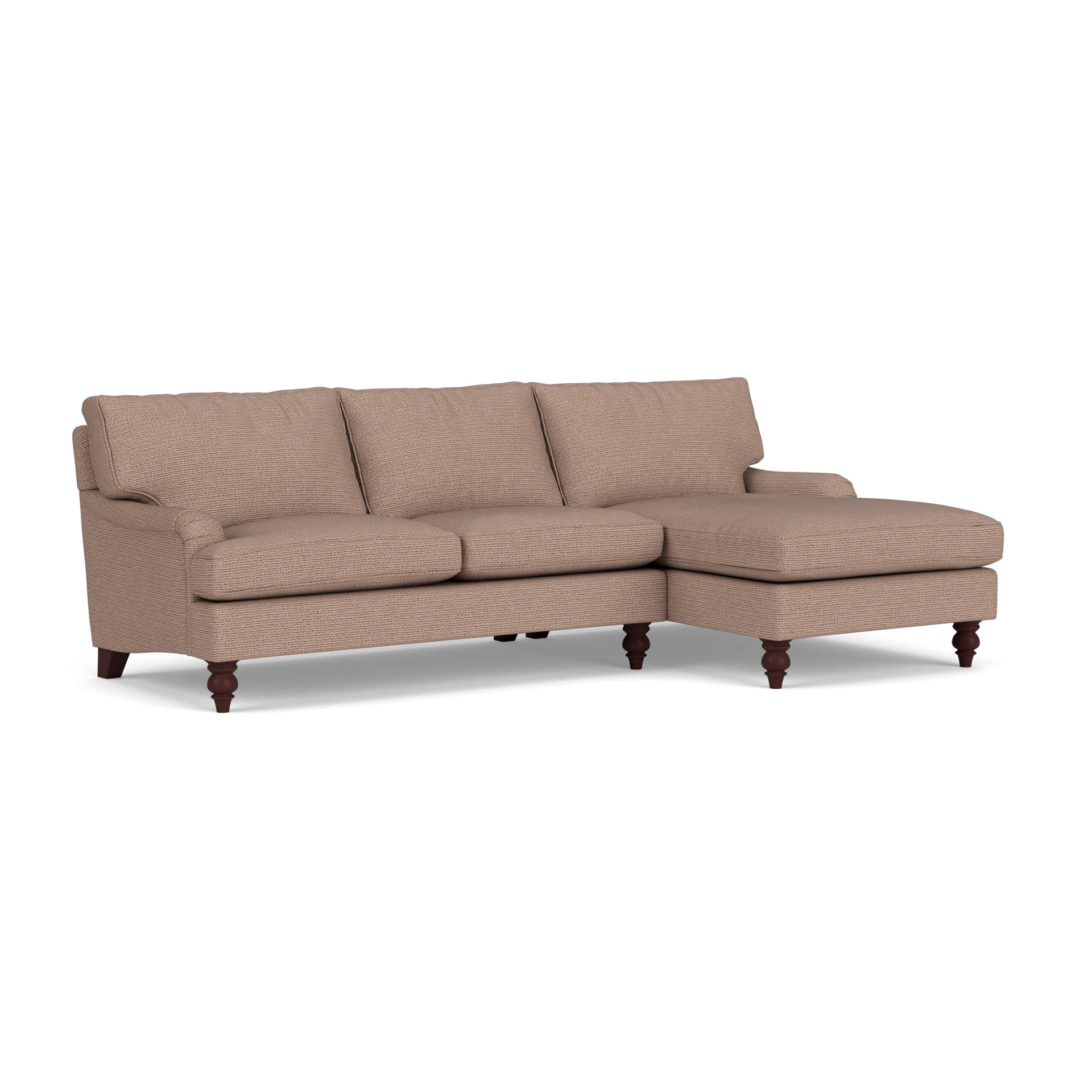 Morris Chaise Large Right Hand in Textured Weave - Autumn Mix with Light legs