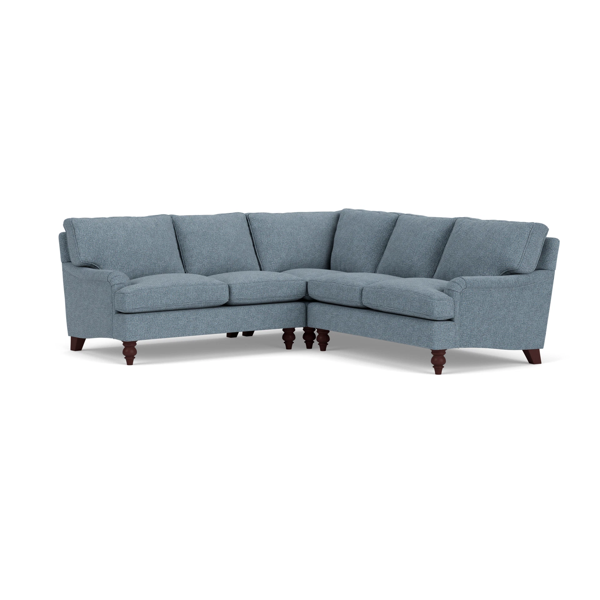 Morris Corner Sofa in Aquaclean Oxford - Mid Blue with Light legs