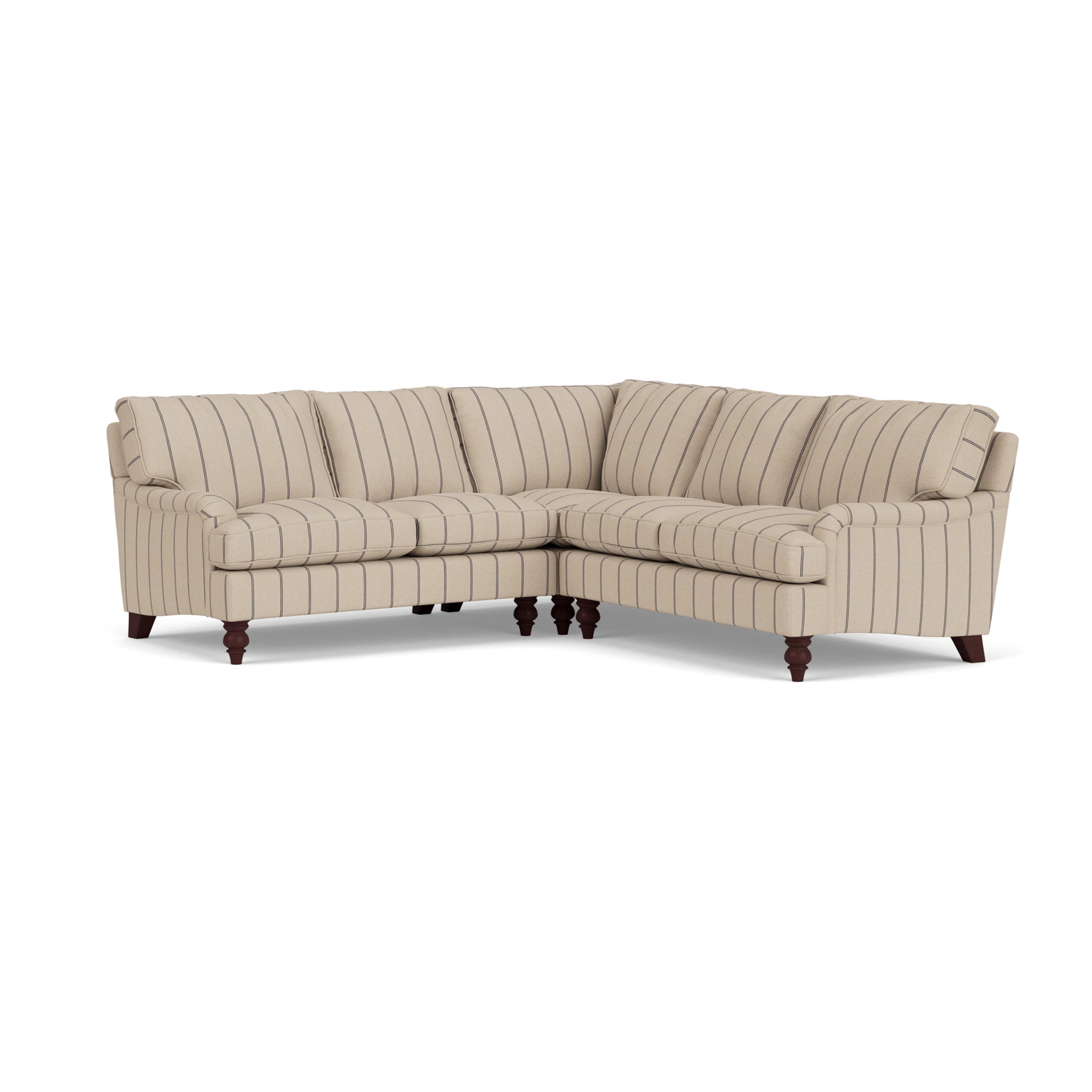 Morris Corner Sofa in Compton Stripe - Charcoal with Light legs