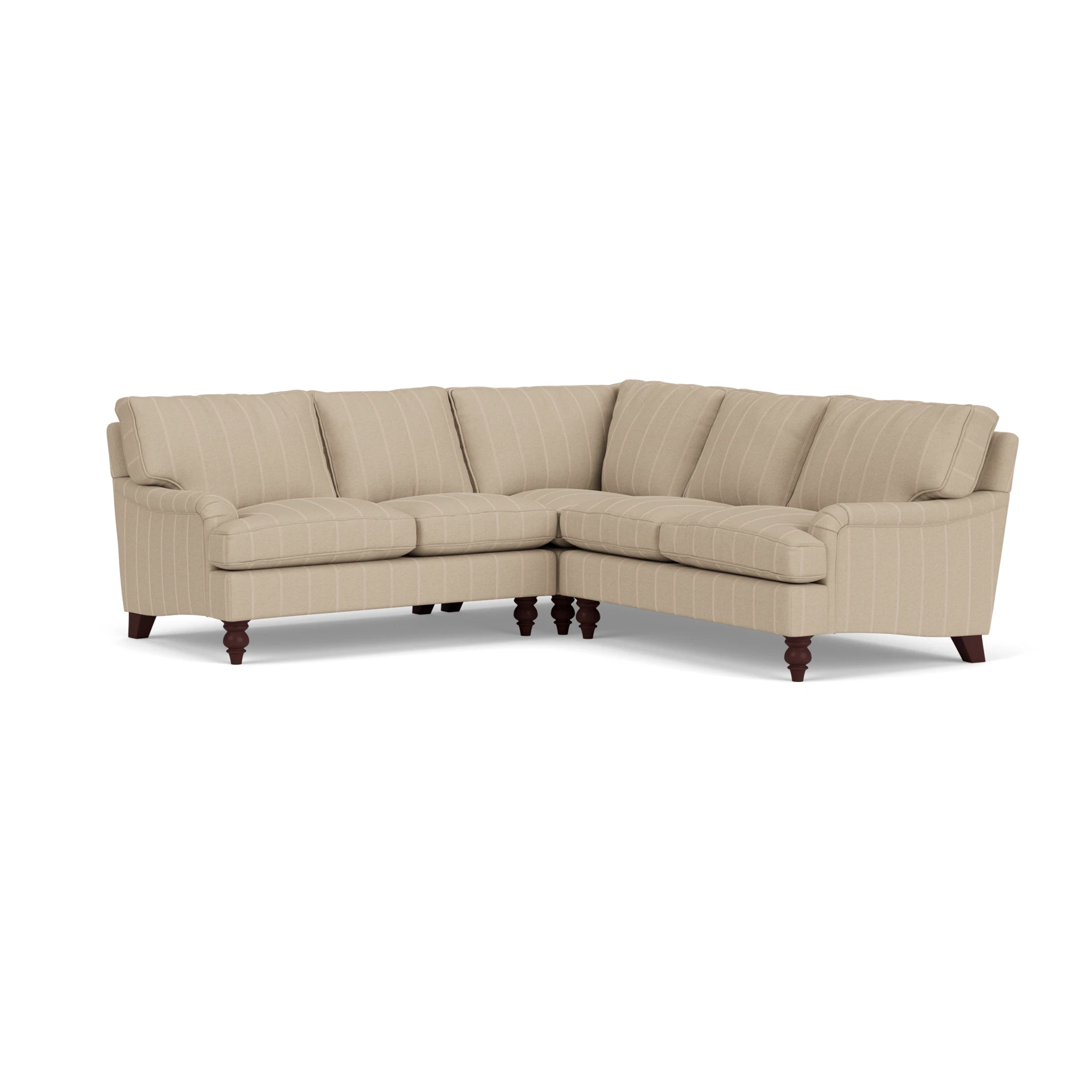 Morris Corner Sofa in Compton Stripe - Natural with Light legs