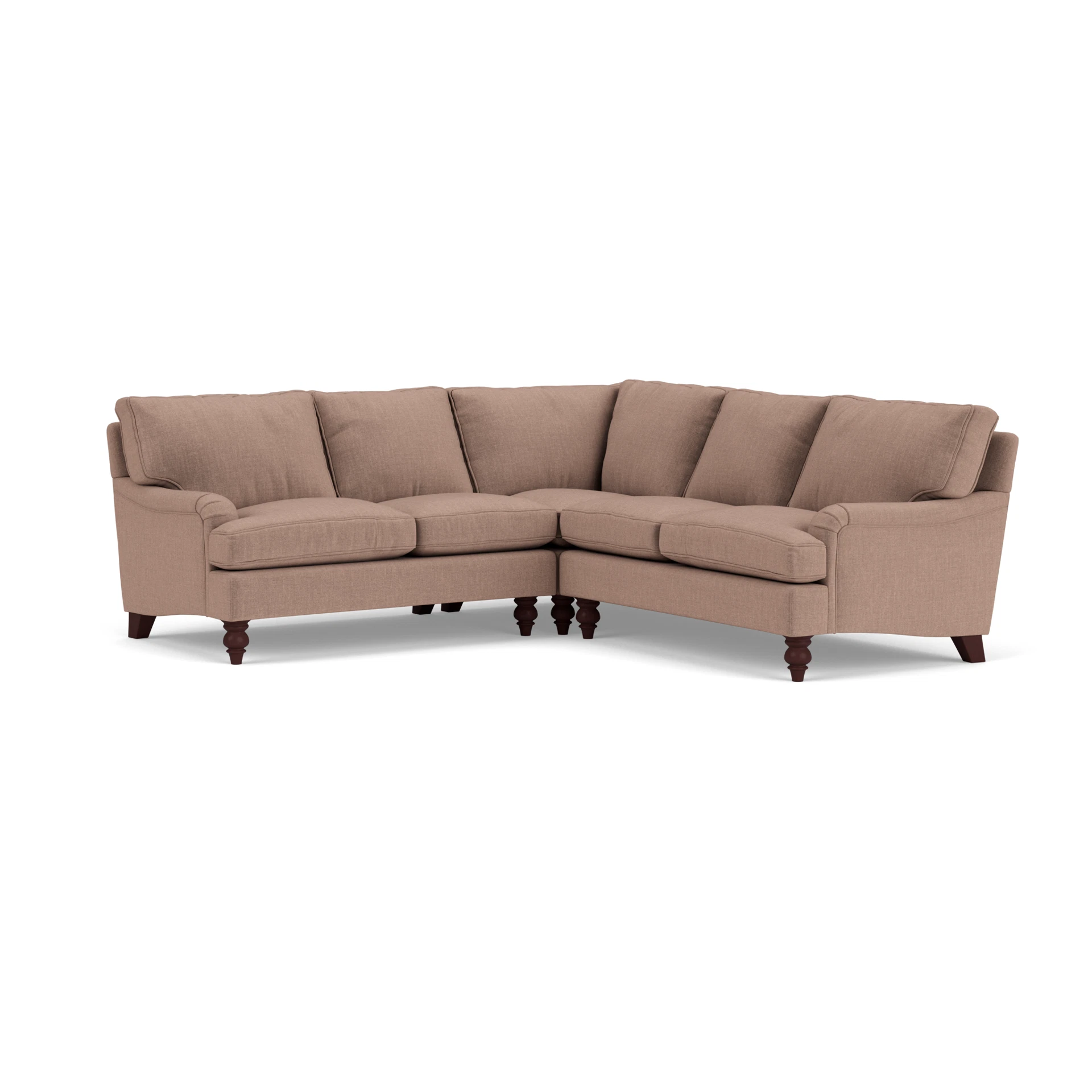 Morris Corner Sofa in Eco Chenille - Dusky Rose with Light legs
