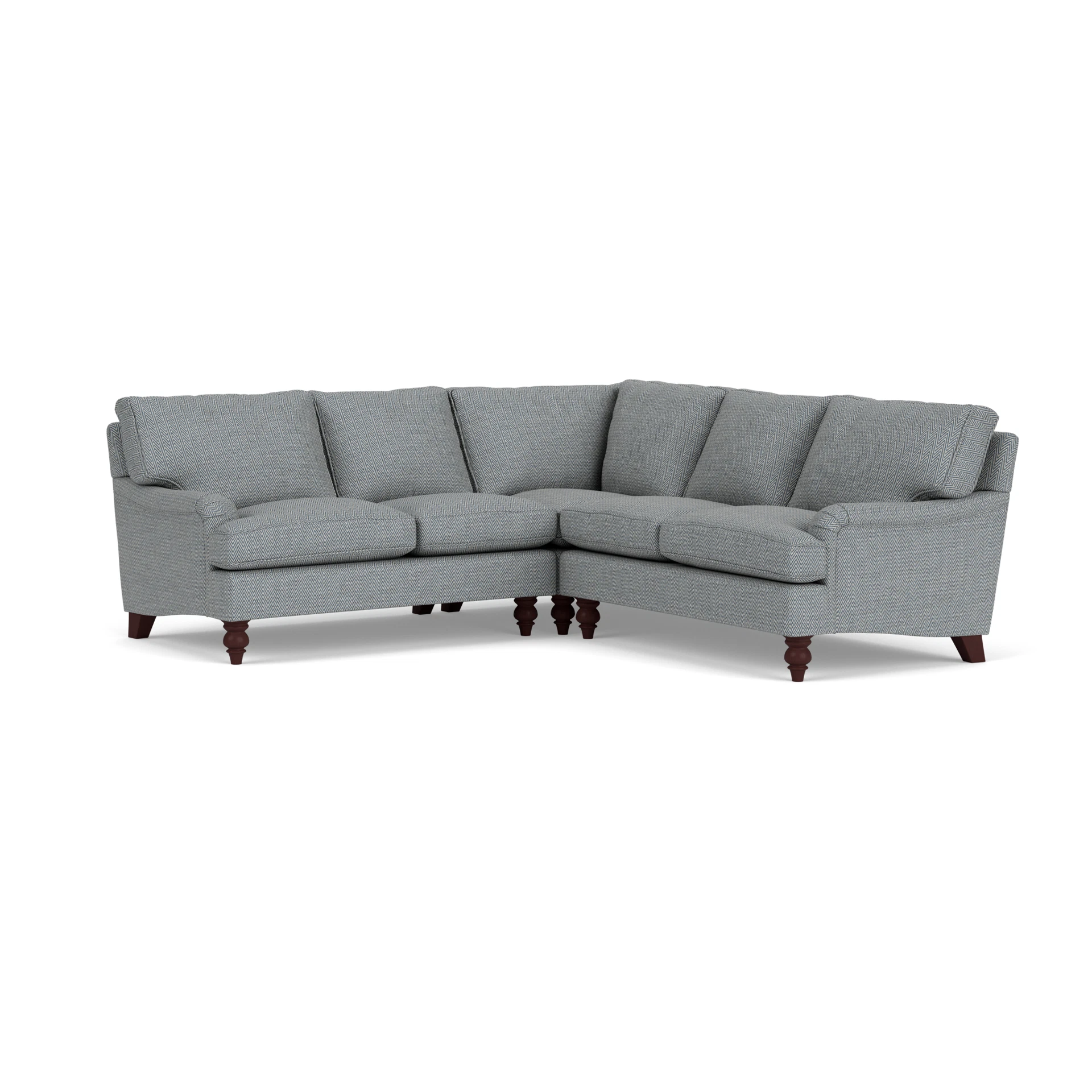 Morris Corner Sofa in Herringbone Weave - Navy with Light legs