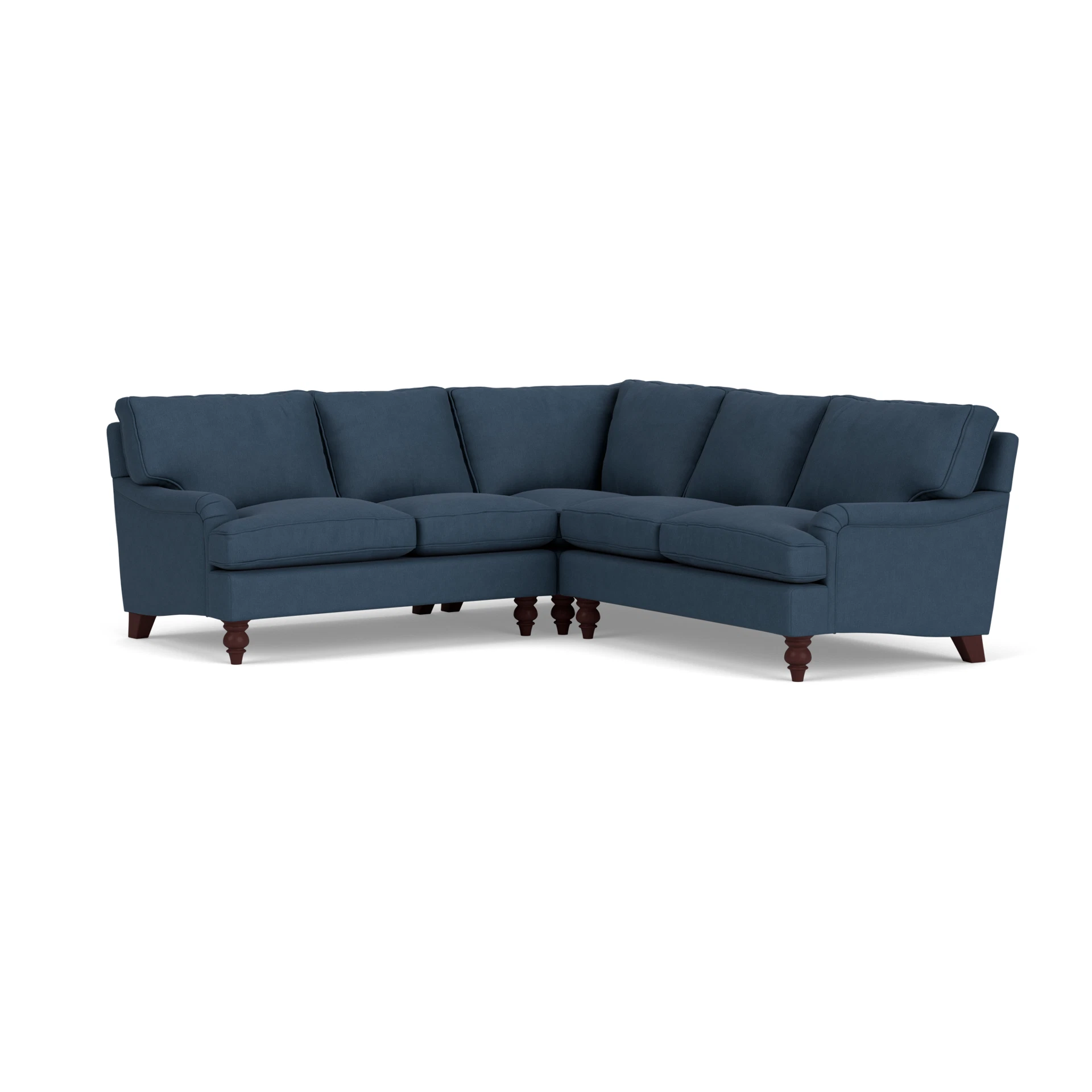Morris Corner Sofa in House Linen Mix - Indigo with Light legs
