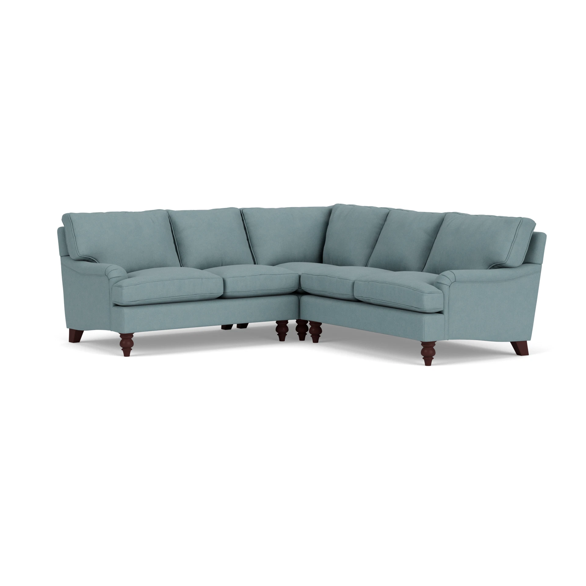 Morris Corner Sofa in House Linen Mix - Sky Blue with Light legs
