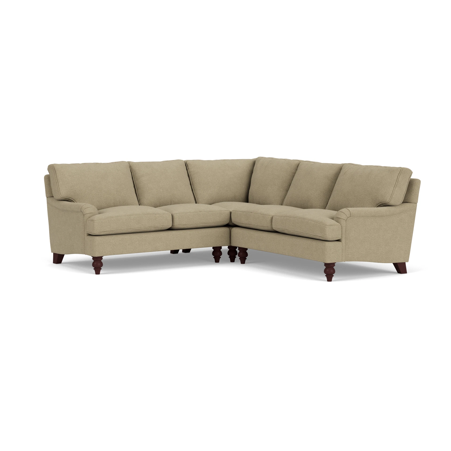 Morris Corner Sofa in House Weave - Green Marl with Light legs